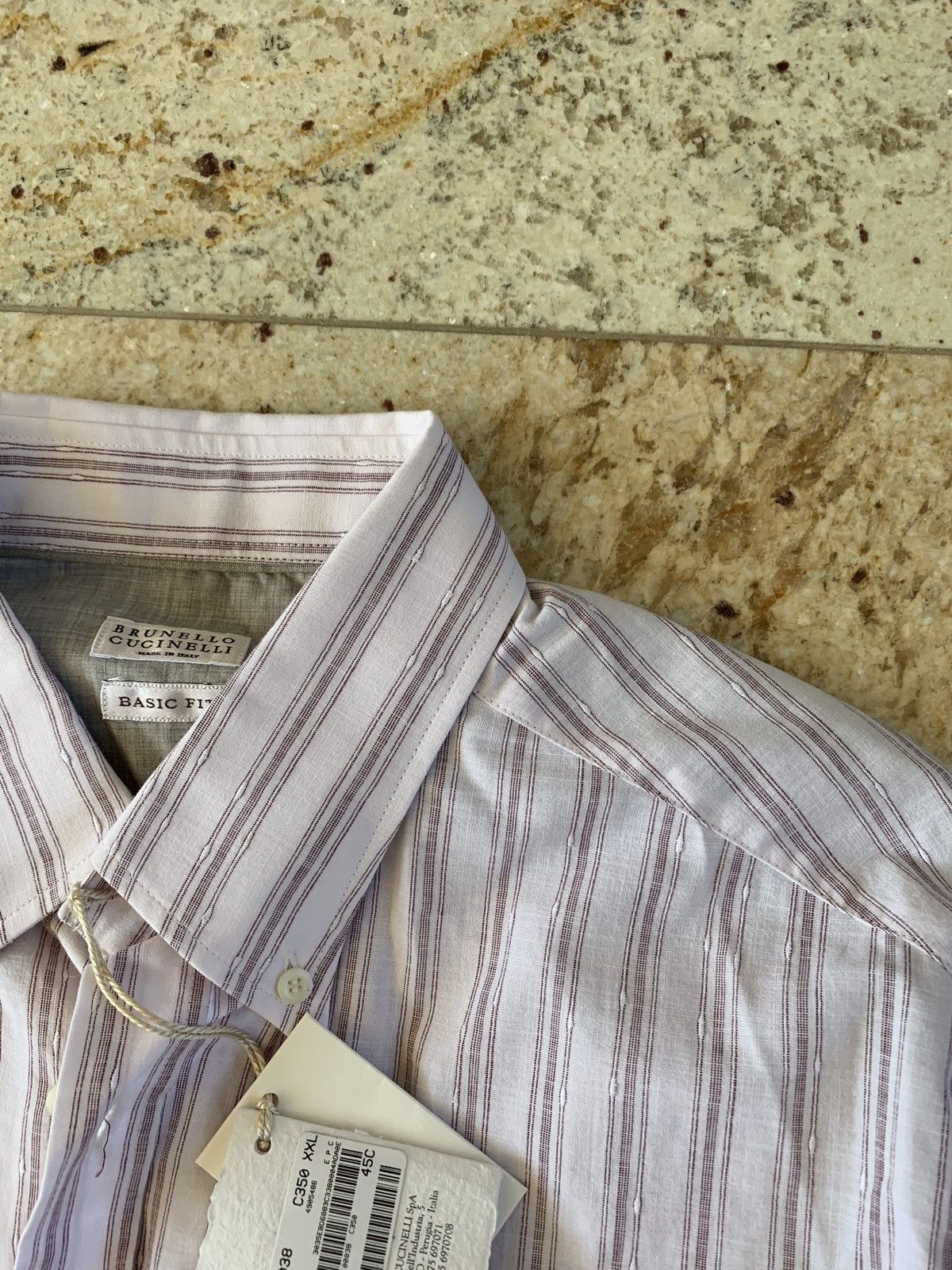 Brunello Cucinelli Button Up in Light Wine With Embroidered Stitch Detail Size US XXL / EU 58 / 5 - 5 Thumbnail