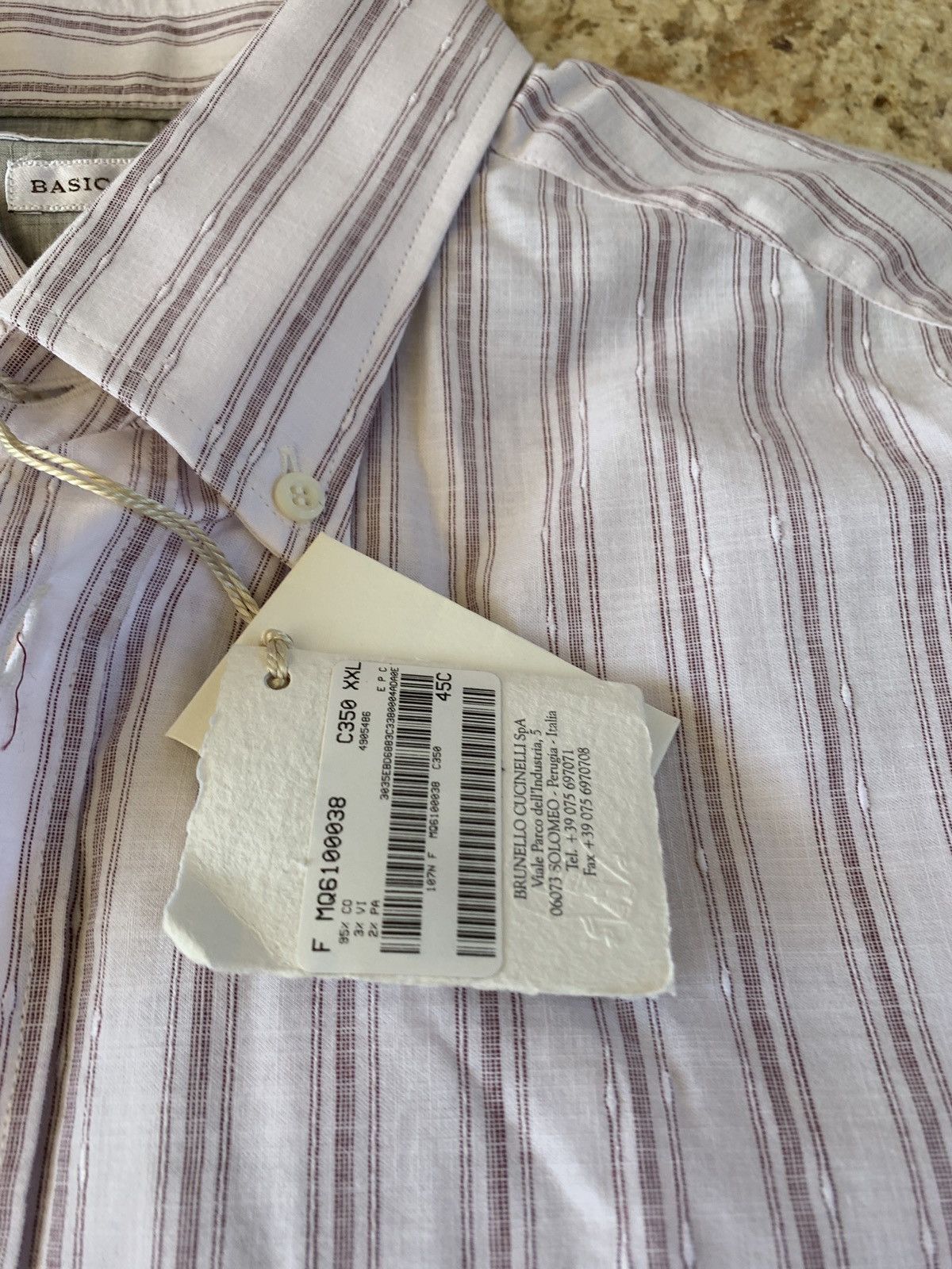 Brunello Cucinelli Button Up in Light Wine With Embroidered Stitch Detail Size US XXL / EU 58 / 5 - 9 Thumbnail