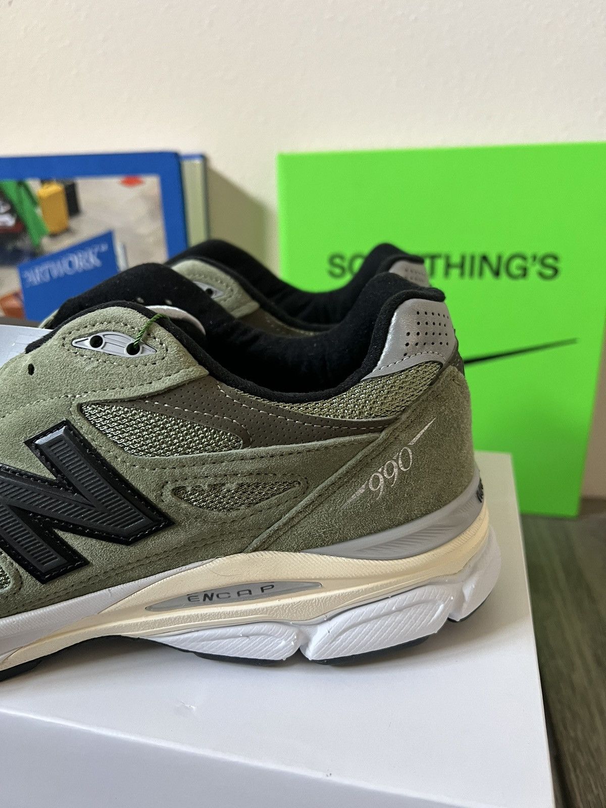 JJJJound × New Balance New Balance 990v3 JJJJOUND Olive Size US 13 / EU 46 - 4 Thumbnail