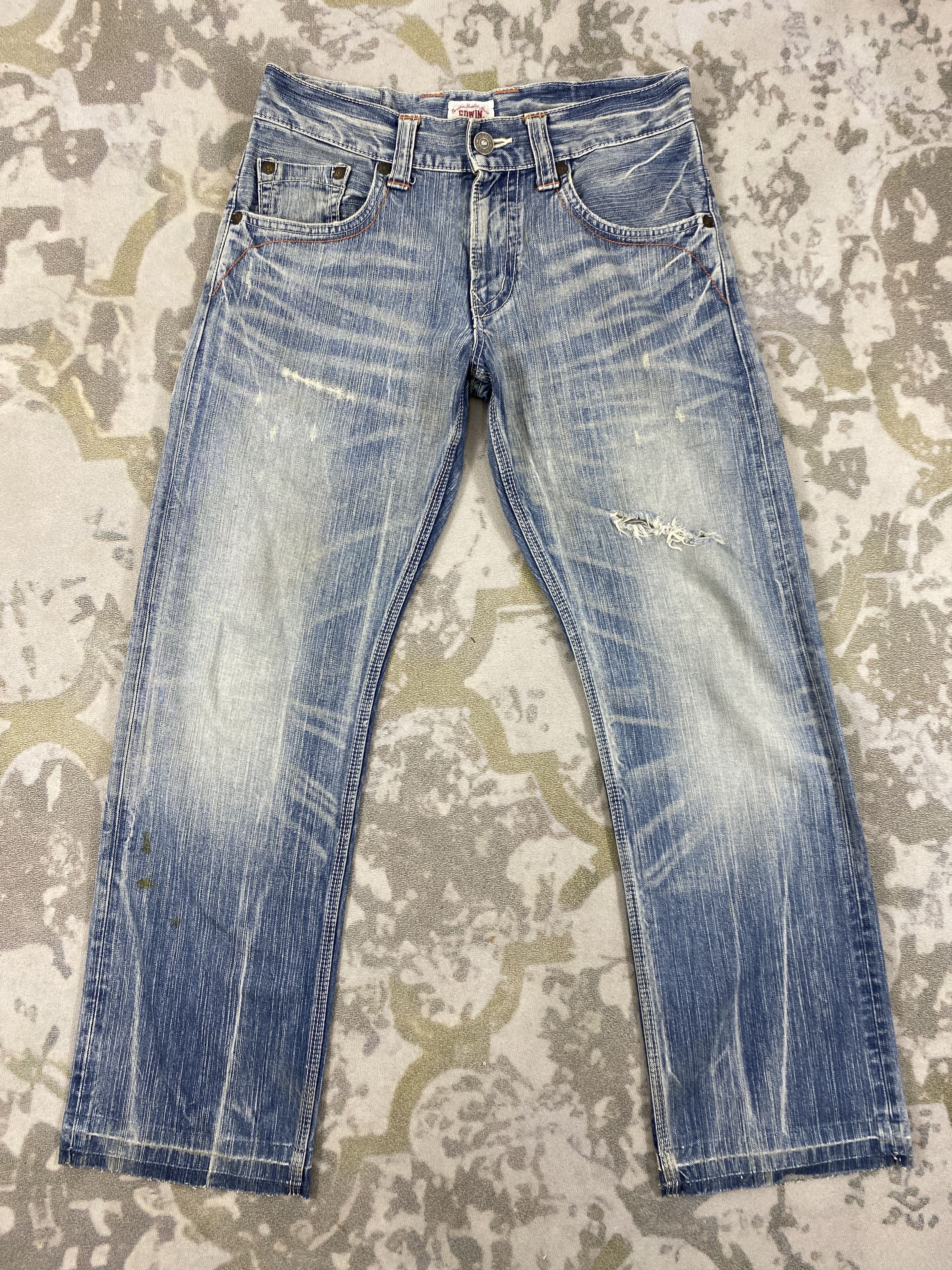 image of Distressed Denim x Edwin Distressed Blue Vintage Edwin Jeans 32X30 Denim- Jn3629 in Blue Distressed