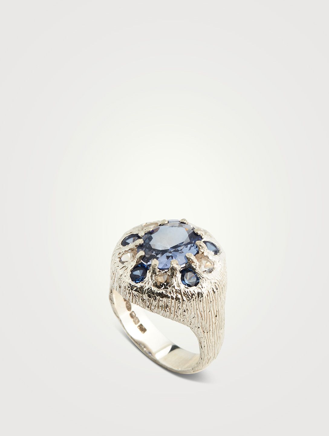 image of Bleue Burnham The Burnham Signet - Sapphire & Sterling Silver in Blue Silver, Men's