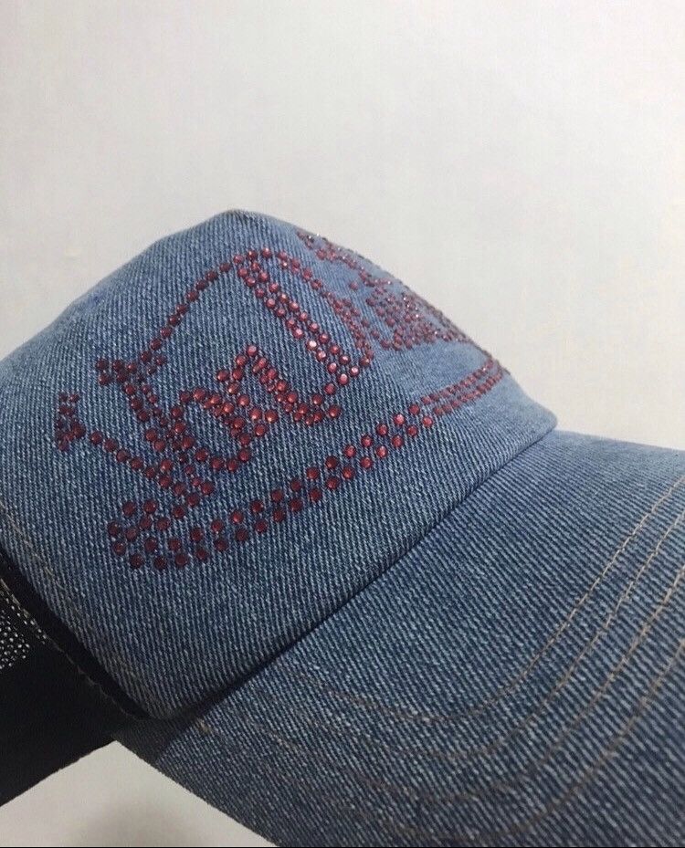 Von Dutch 🔥Vintage🔥Swarovski Denim Trucked Hat Size ONE SIZE - 6 Thumbnail