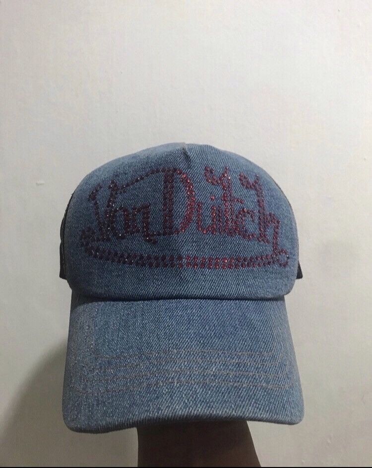 Von Dutch 🔥Vintage🔥Swarovski Denim Trucked Hat Size ONE SIZE - 1 Thumbnail