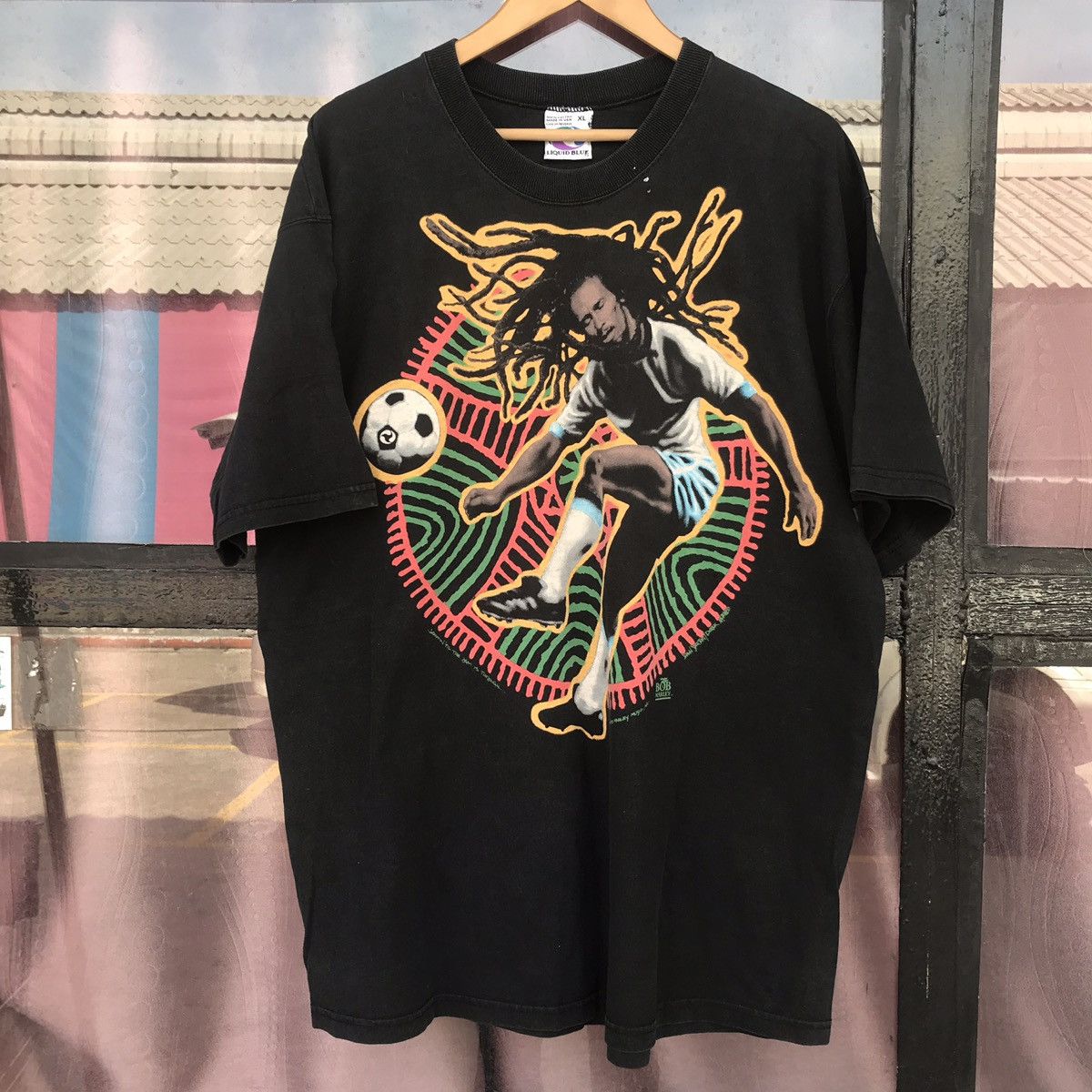 Liquid Blue × Rap Tees × Vintage Vintage Bob Marley Rasta Legend Reggae Tee 90s Size US XL / EU 56 / 4 - 1 Thumbnail