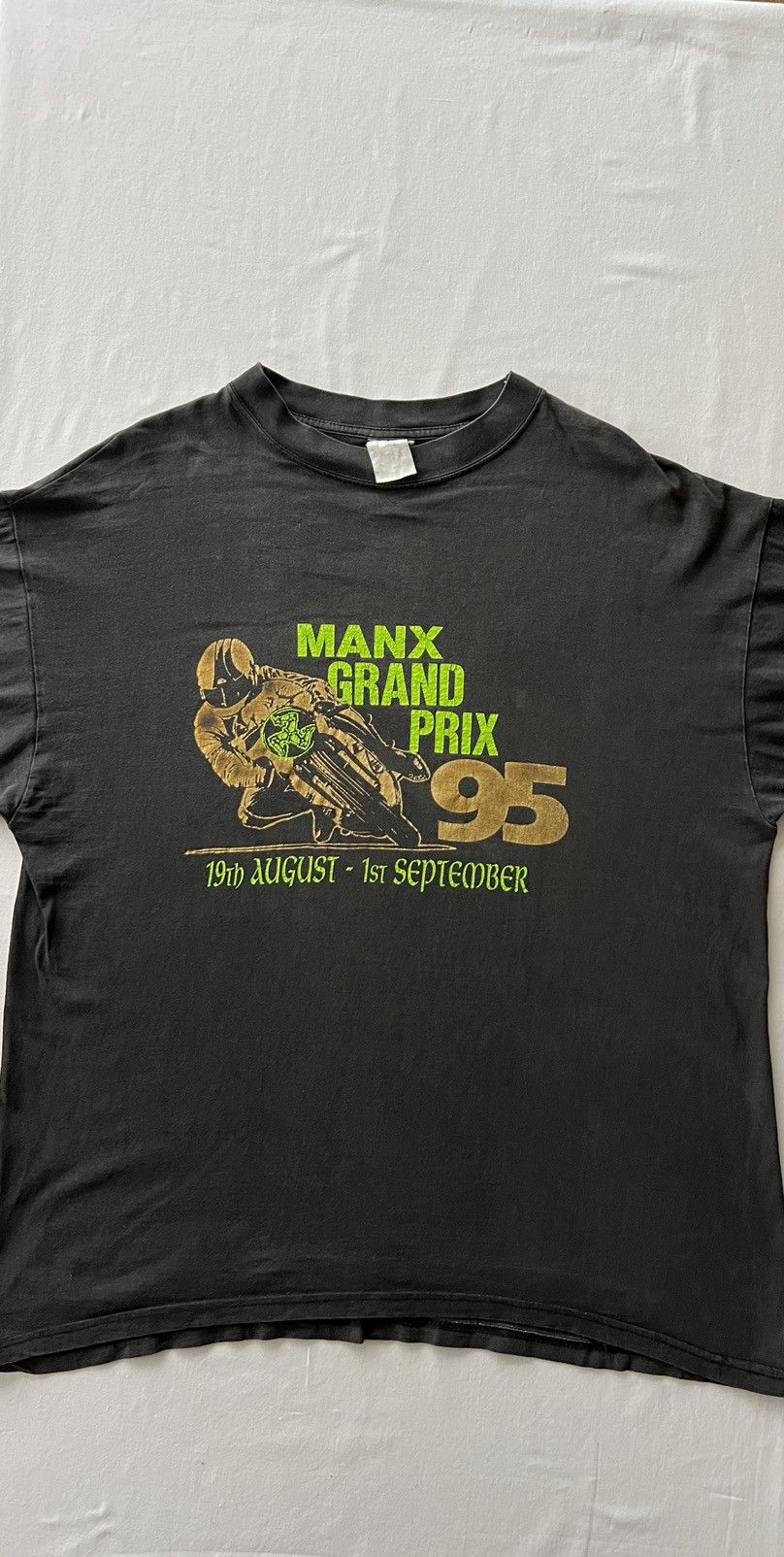 Band Tees Vintage 1995 Manx Grand Prix 95 Moto Racing Faded Black Tee Size US XL / EU 56 / 4 - 3 Thumbnail