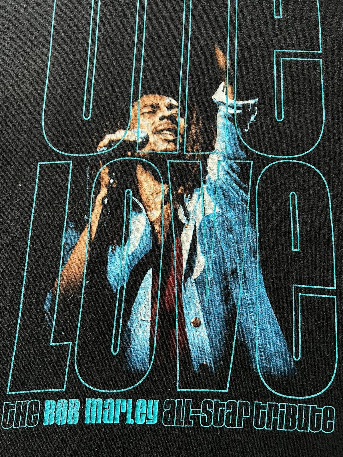 Band Tees Vintage 90s Bob Marley One Love Jamaica Zion Black Tee Size US L / EU 52-54 / 3 - 4 Thumbnail