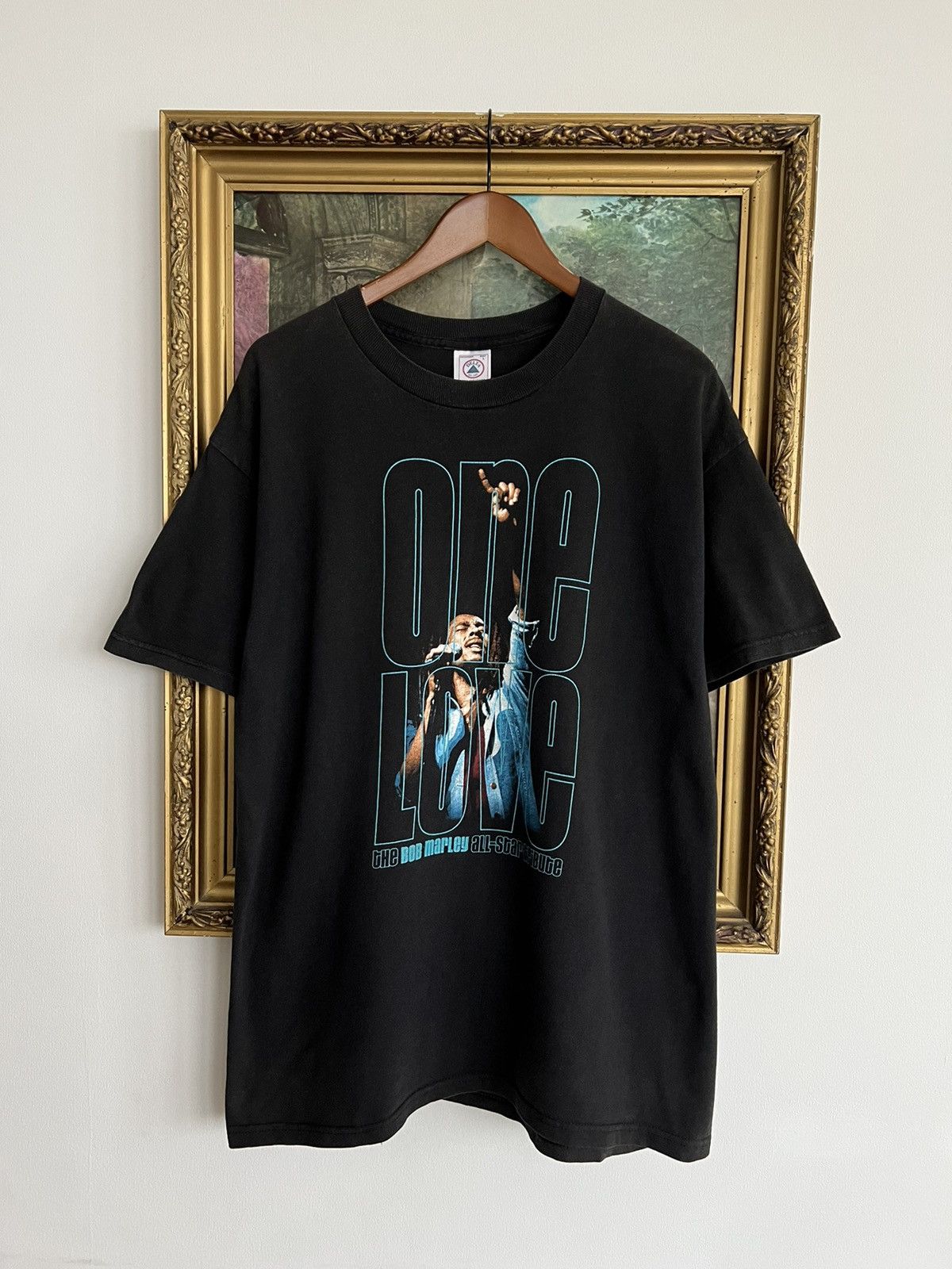 Band Tees Vintage 90s Bob Marley One Love Jamaica Zion Black Tee Size US L / EU 52-54 / 3 - 1 Thumbnail