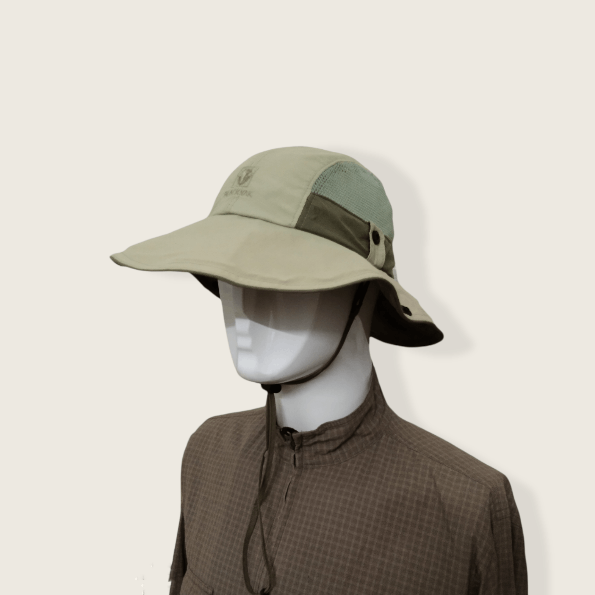 image of Vintage Black Yak Wide Flap Visor Outdoor Hat in Faded Green, Men's