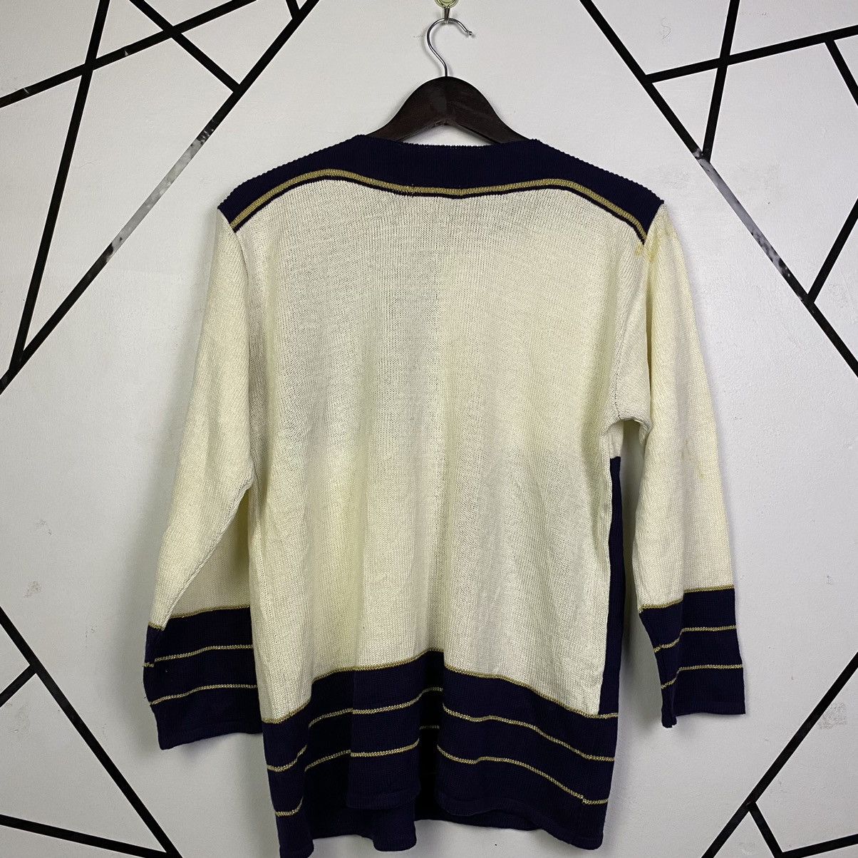Aran Isles Knitwear × Japanese Brand × Vintage Vintage🔥🔥 Checked Embroidary Knitwear sweater jumper Size L / US 10 / IT 46 - 7 Thumbnail
