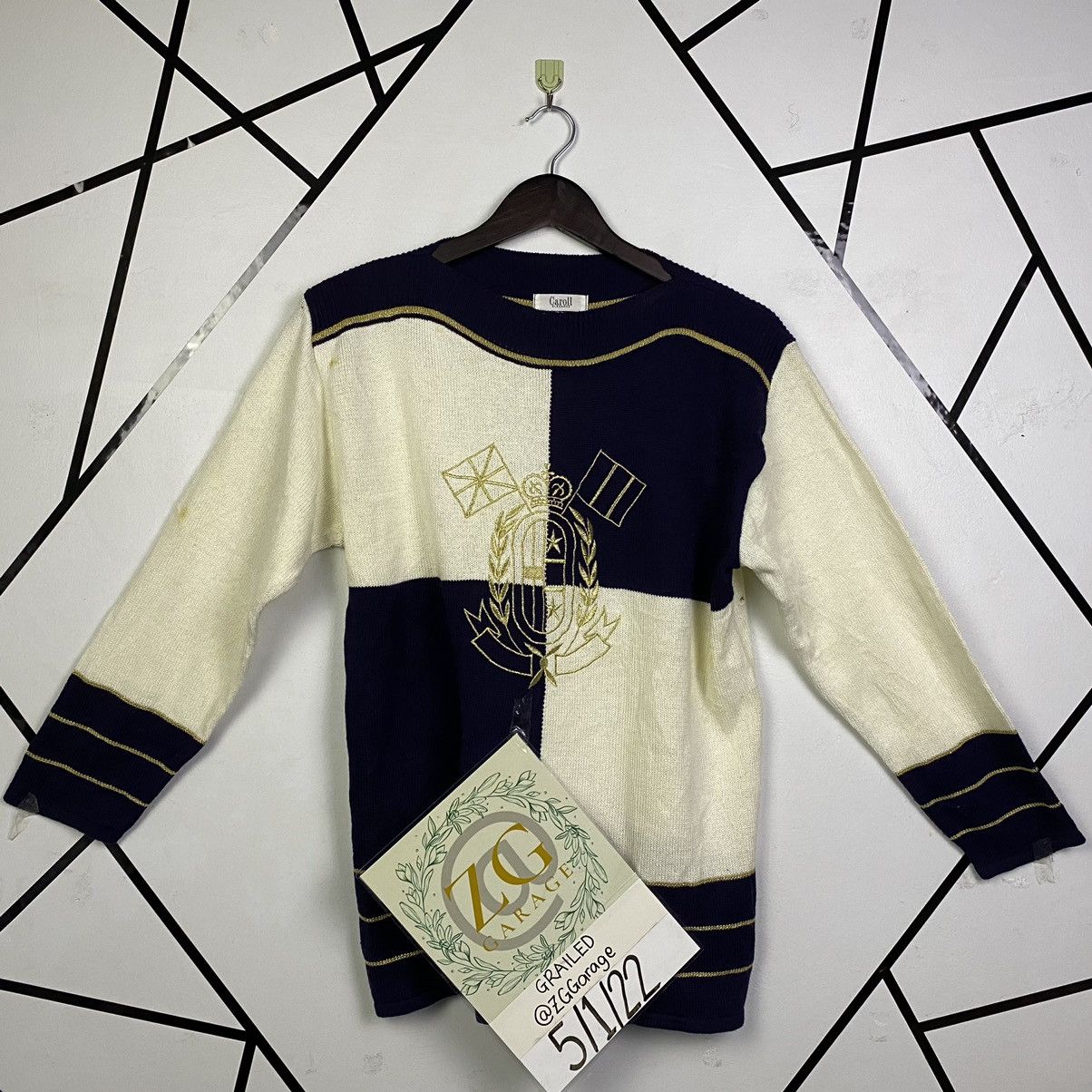 Aran Isles Knitwear × Japanese Brand × Vintage Vintage🔥🔥 Checked Embroidary Knitwear sweater jumper Size L / US 10 / IT 46 - 12 Thumbnail