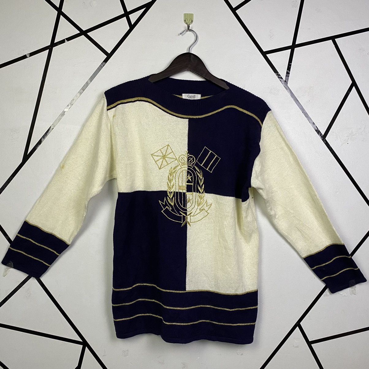 Aran Isles Knitwear × Japanese Brand × Vintage Vintage🔥🔥 Checked Embroidary Knitwear sweater jumper Size L / US 10 / IT 46 - 1 Thumbnail