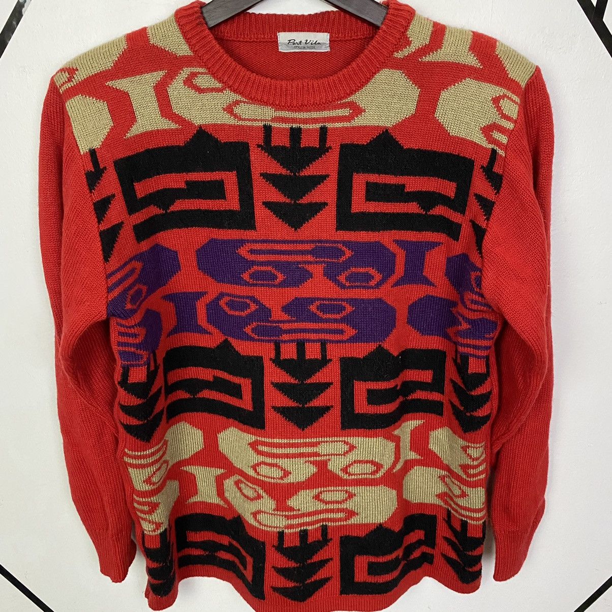 Aran Isles Knitwear × Japanese Brand × Vintage OFFER🔥Vintage Full Art Print Jumper Sweater Knitwear Size M / US 6-8 / IT 42-44 - 2 Thumbnail