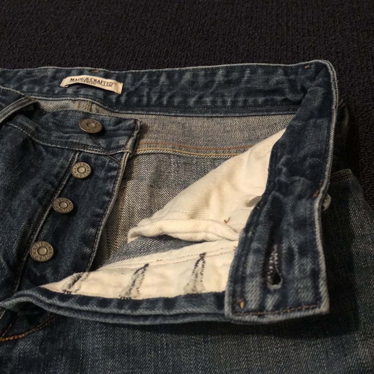 Levi's Made & Crafted Levi’s Big E Ruler Straight Buttonfly Denim Jeans 31x34 Blue Size US 31 - 10 Thumbnail