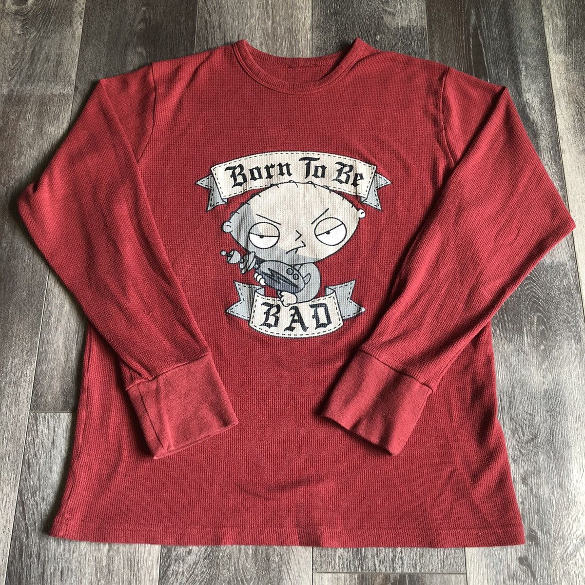 Cartoon Network Vintage Family Guy Stewie Born To Be Bad Thermal Longsleeve Size US M / EU 48-50 / 2 - 1 Thumbnail