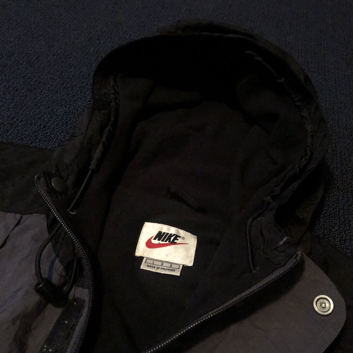 Nike Vintage 1990s Nike Swoosh Zip Jacket Windbreaker Hood Parka Size US L / EU 52-54 / 3 - 8 Thumbnail