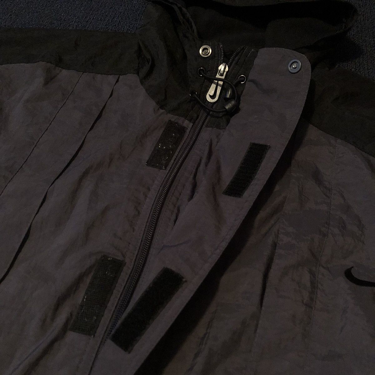 Nike Vintage 1990s Nike Swoosh Zip Jacket Windbreaker Hood Parka Size US L / EU 52-54 / 3 - 6 Thumbnail