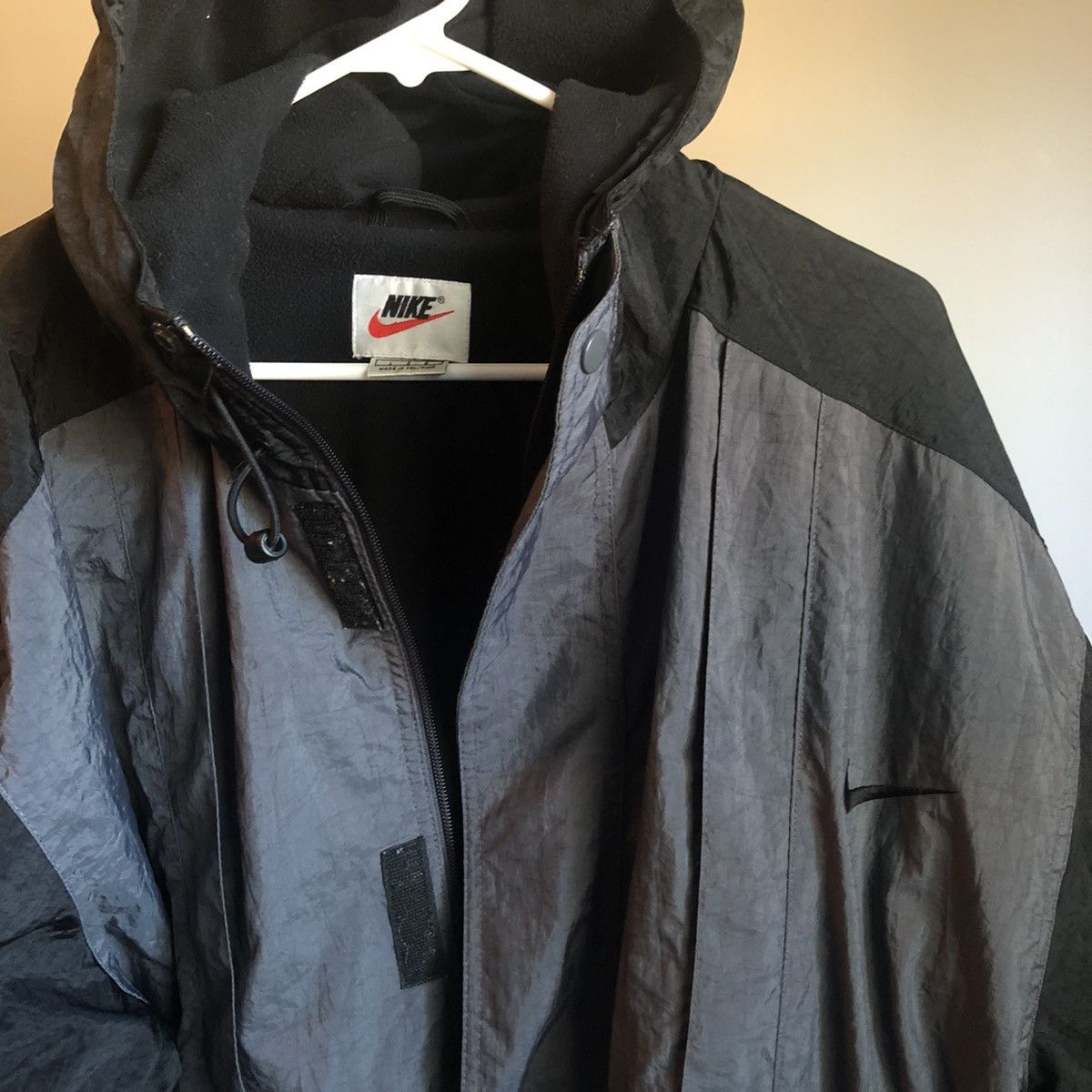 Nike Vintage 1990s Nike Swoosh Zip Jacket Windbreaker Hood Parka Size US L / EU 52-54 / 3 - 2 Thumbnail