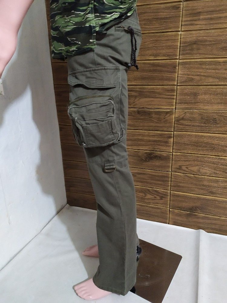 Japanese Brand 🔥 Root Three Multipocket Cargo Tactical Flared Pants Size US 29 - 3 Thumbnail