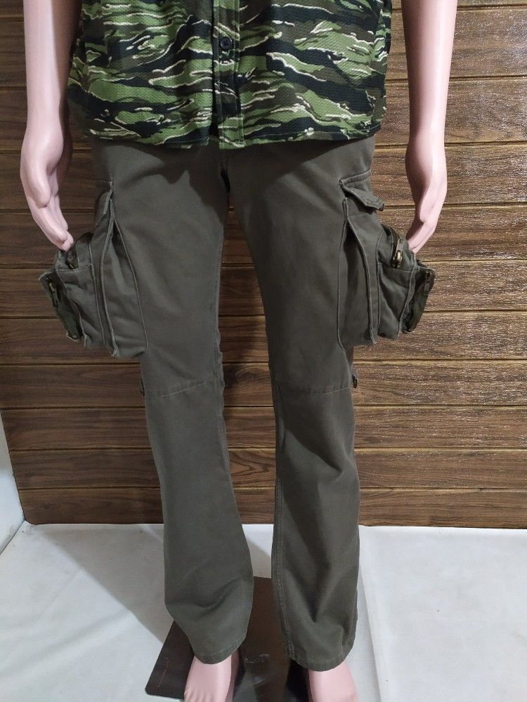 Japanese Brand 🔥 Root Three Multipocket Cargo Tactical Flared Pants Size US 29 - 1 Thumbnail