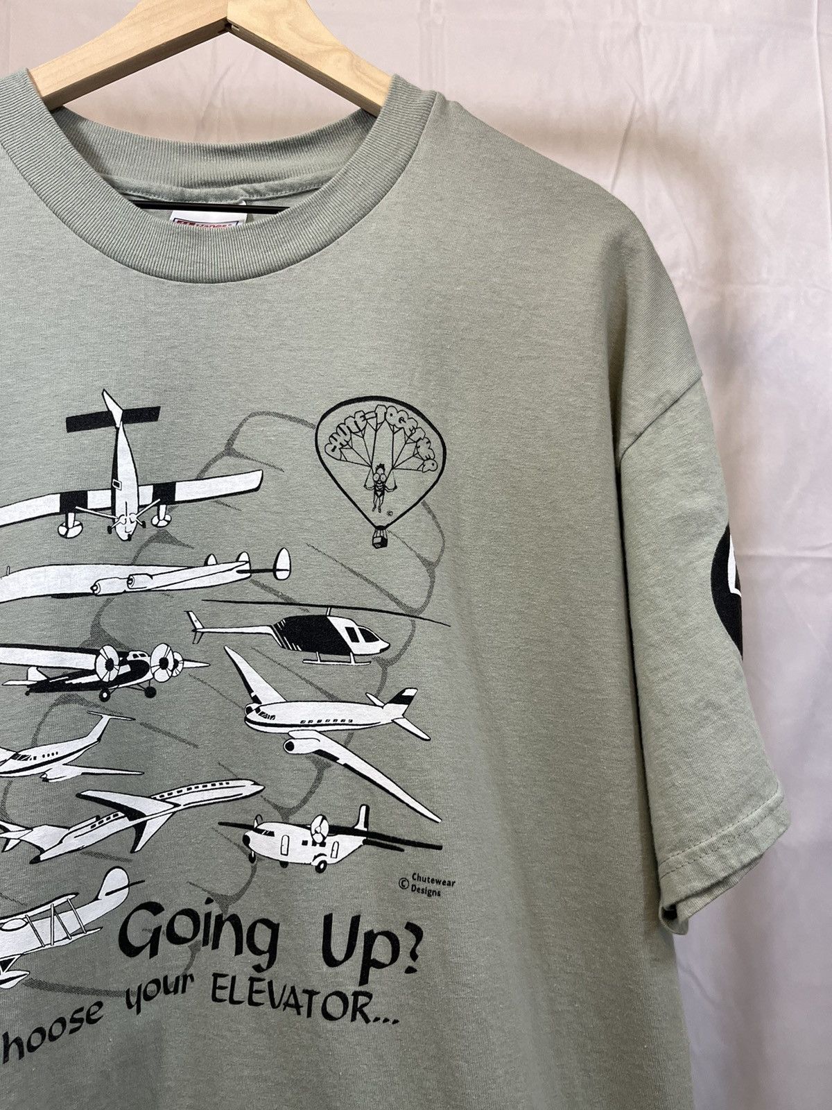 Vintage Vintage Airplane Parachute Faded Tee Size US XL / EU 56 / 4 - 3 Thumbnail