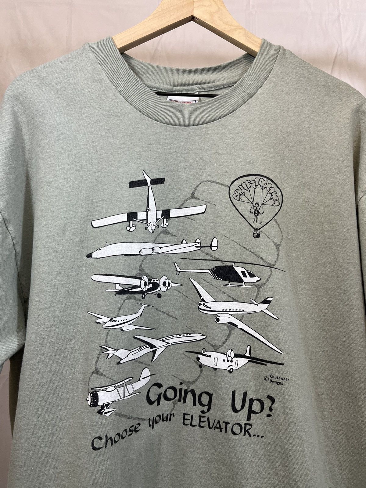 Vintage Vintage Airplane Parachute Faded Tee Size US XL / EU 56 / 4 - 1 Thumbnail