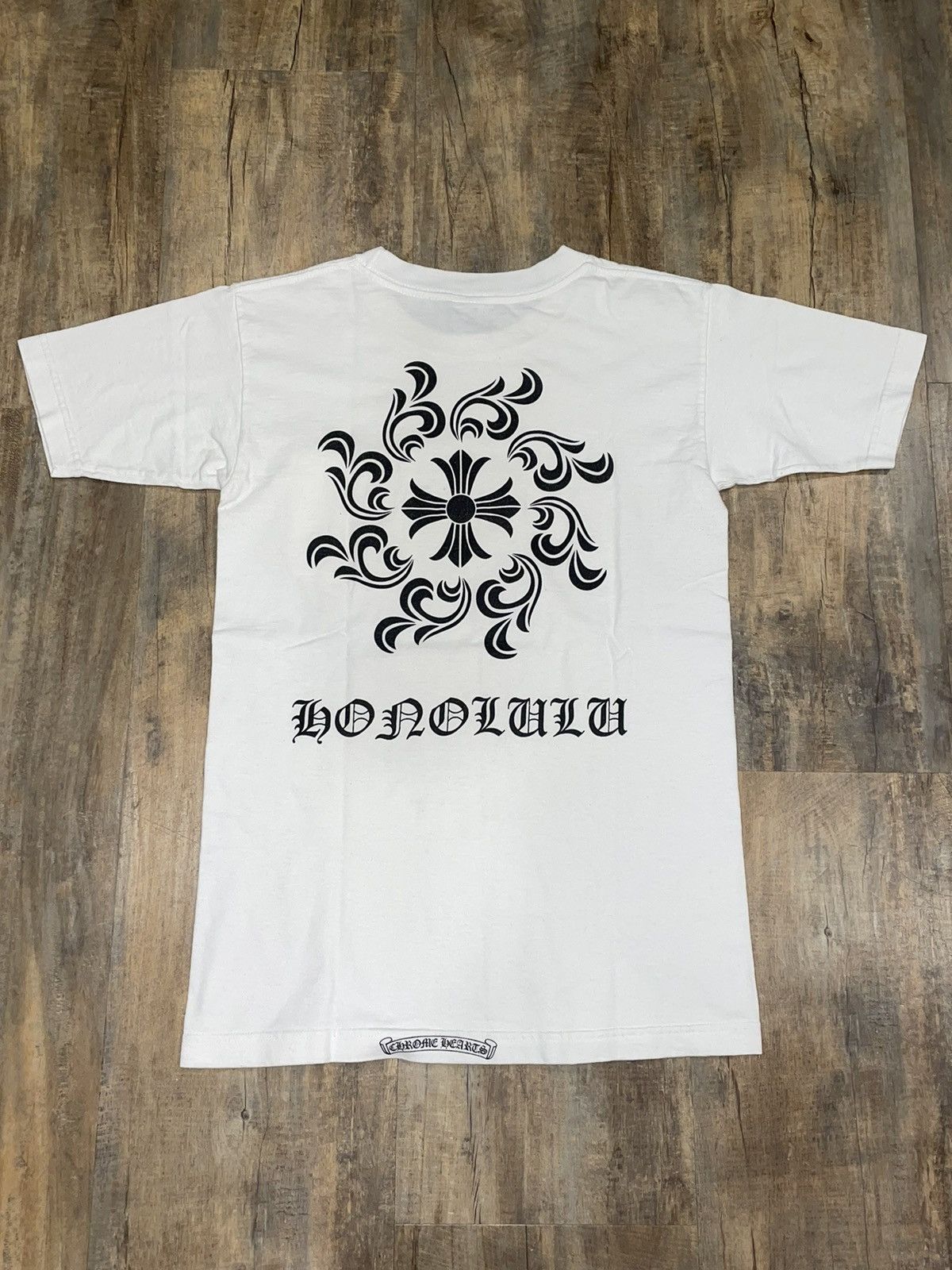 image of Chrome Hearts Honolulu Exclusive Cross Logo Pocket Tee in White/Black, Men's (Size Small)