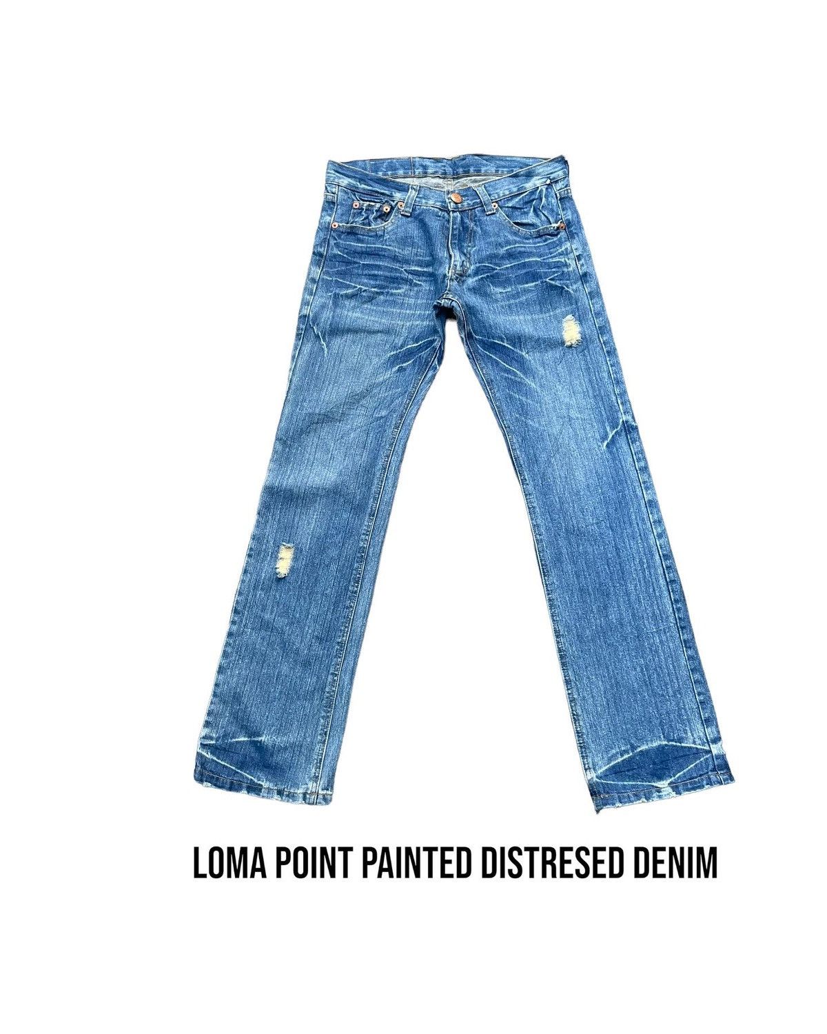 Japanese Brand Point Loma Peace Distresed Denim Size US 33 - 1 Thumbnail