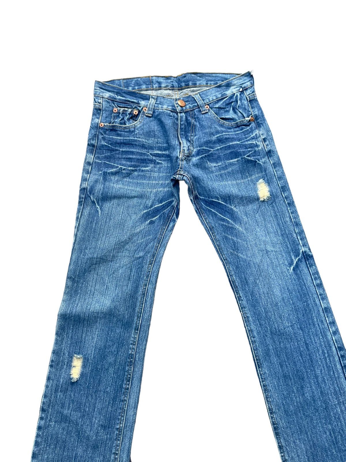 Japanese Brand Point Loma Peace Distresed Denim Size US 33 - 3 Thumbnail