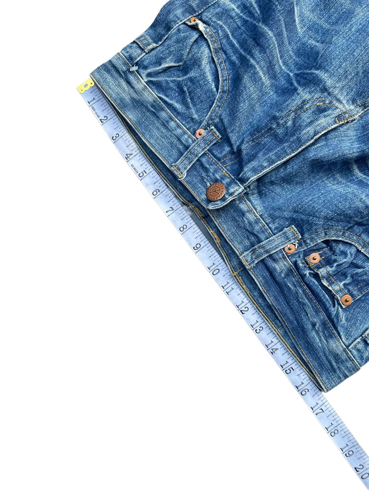 Japanese Brand Point Loma Peace Distresed Denim Size US 33 - 16 Thumbnail