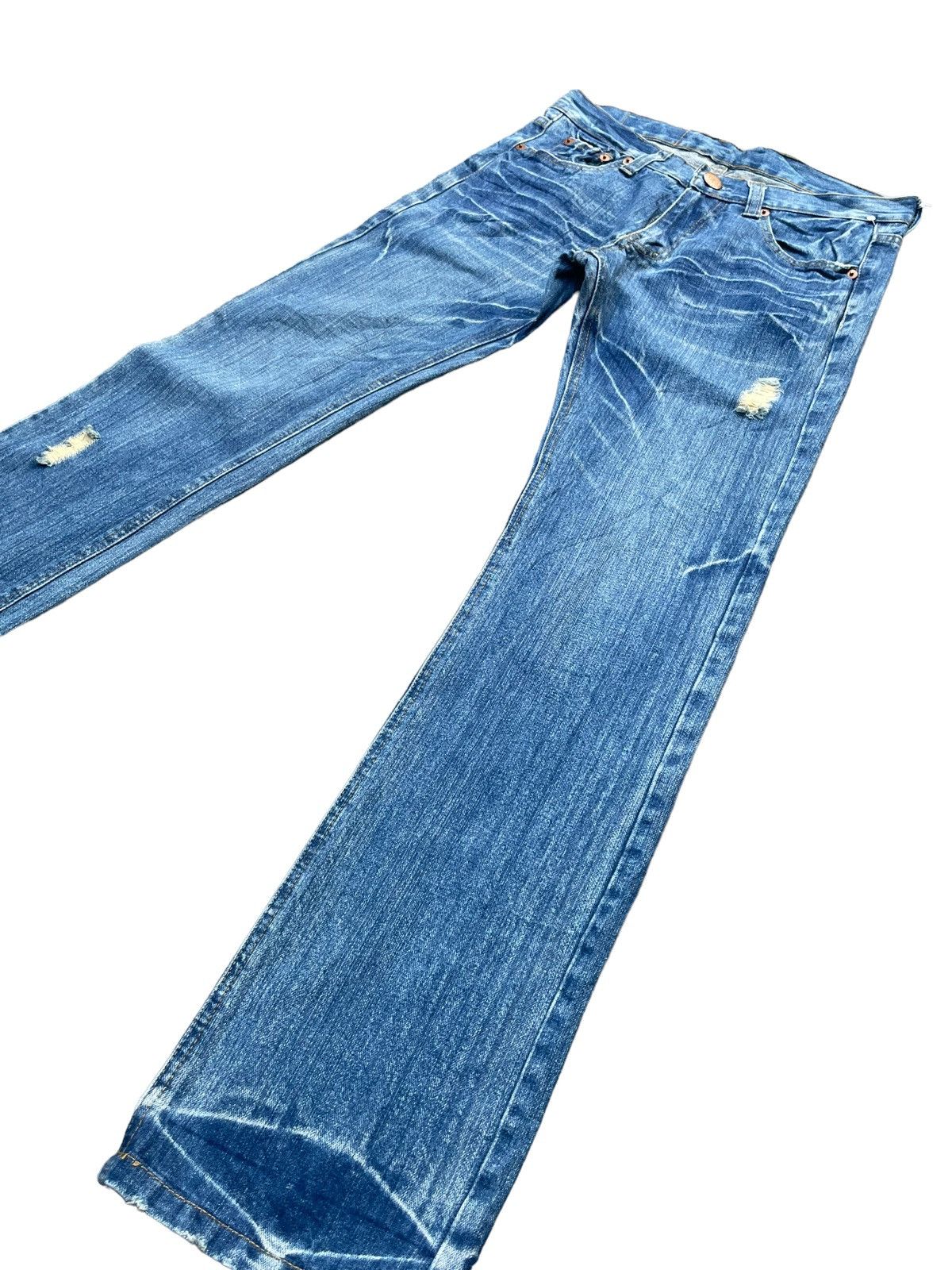 Japanese Brand Point Loma Peace Distresed Denim Size US 33 - 2 Thumbnail