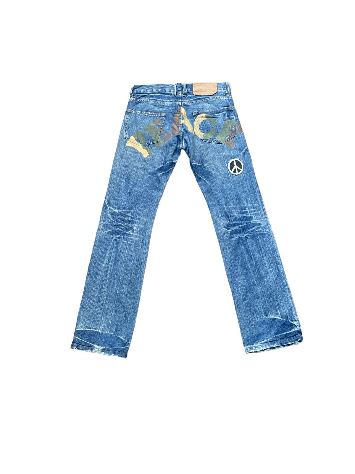 Japanese Brand Point Loma Peace Distresed Denim Size US 33 - 8 Thumbnail