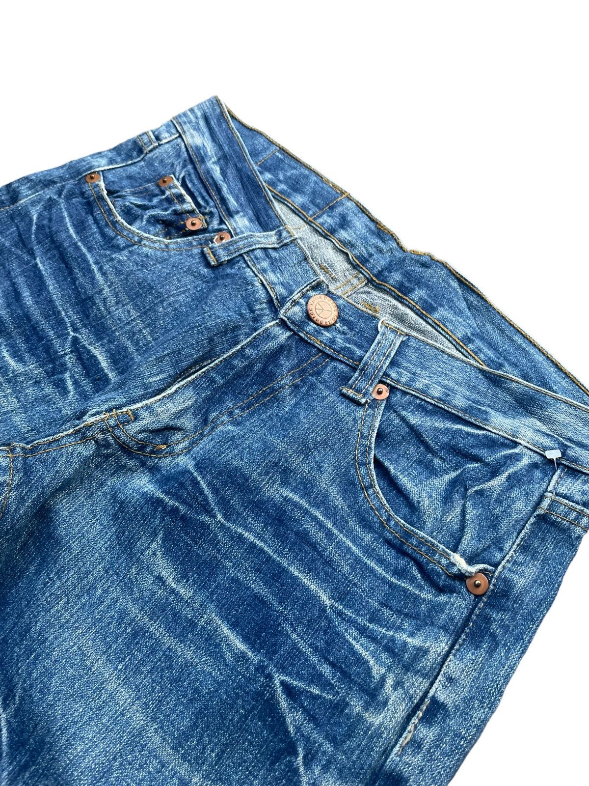 Japanese Brand Point Loma Peace Distresed Denim Size US 33 - 6 Thumbnail