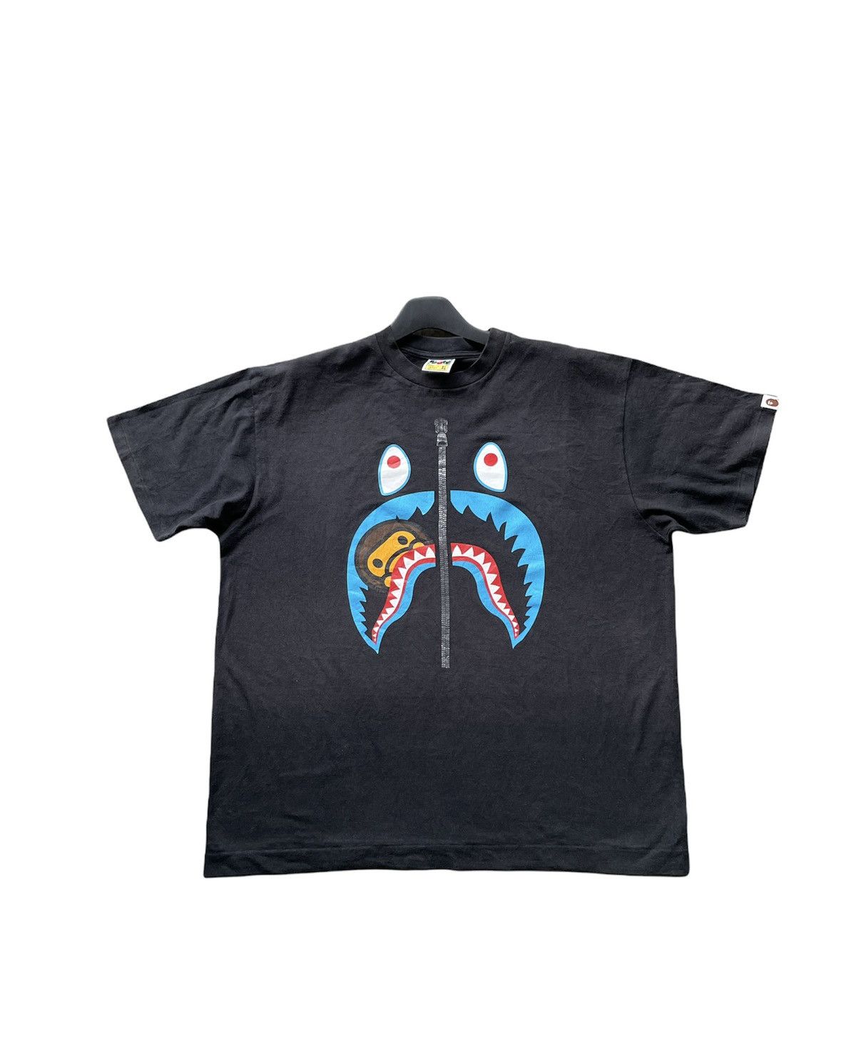 image of Vintage Bape Shark X Baby Milo Tshirt in Black, Men's (Size XL)