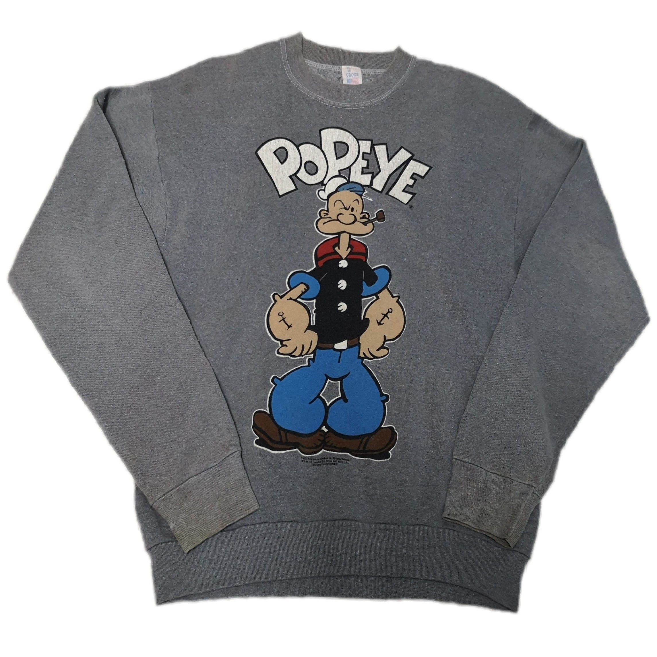 Cartoon Network × Vintage 🔥Popeye Crazy Print Sweatshirt 1993 Size US L / EU 52-54 / 3 - 1 Thumbnail