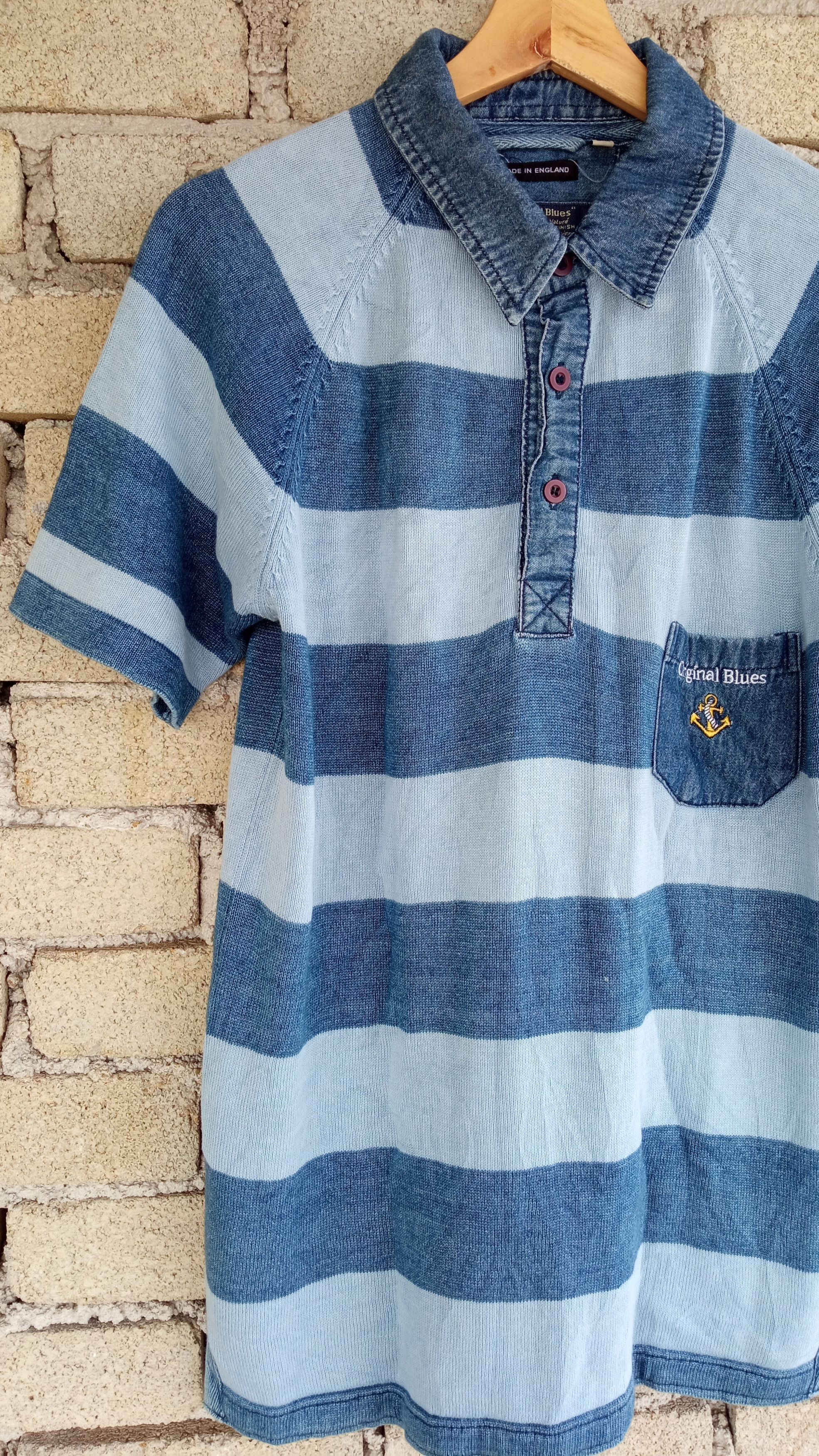 Indigo × Japanese Brand 🔥🔥Original Blues Indigo Dye Border Striped T-Shirt Size US M / EU 48-50 / 2 - 4 Thumbnail