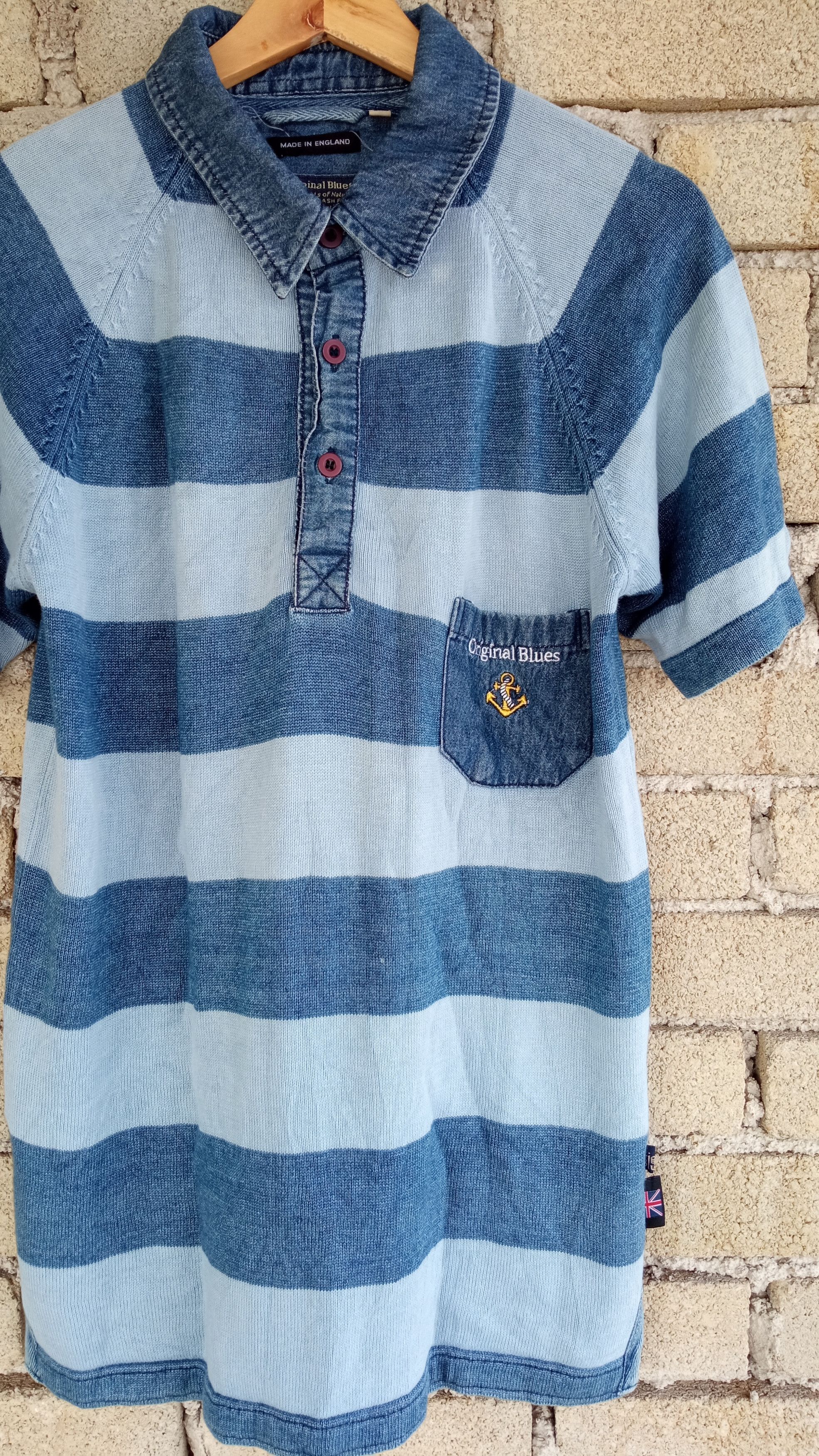 Indigo × Japanese Brand 🔥🔥Original Blues Indigo Dye Border Striped T-Shirt Size US M / EU 48-50 / 2 - 5 Thumbnail