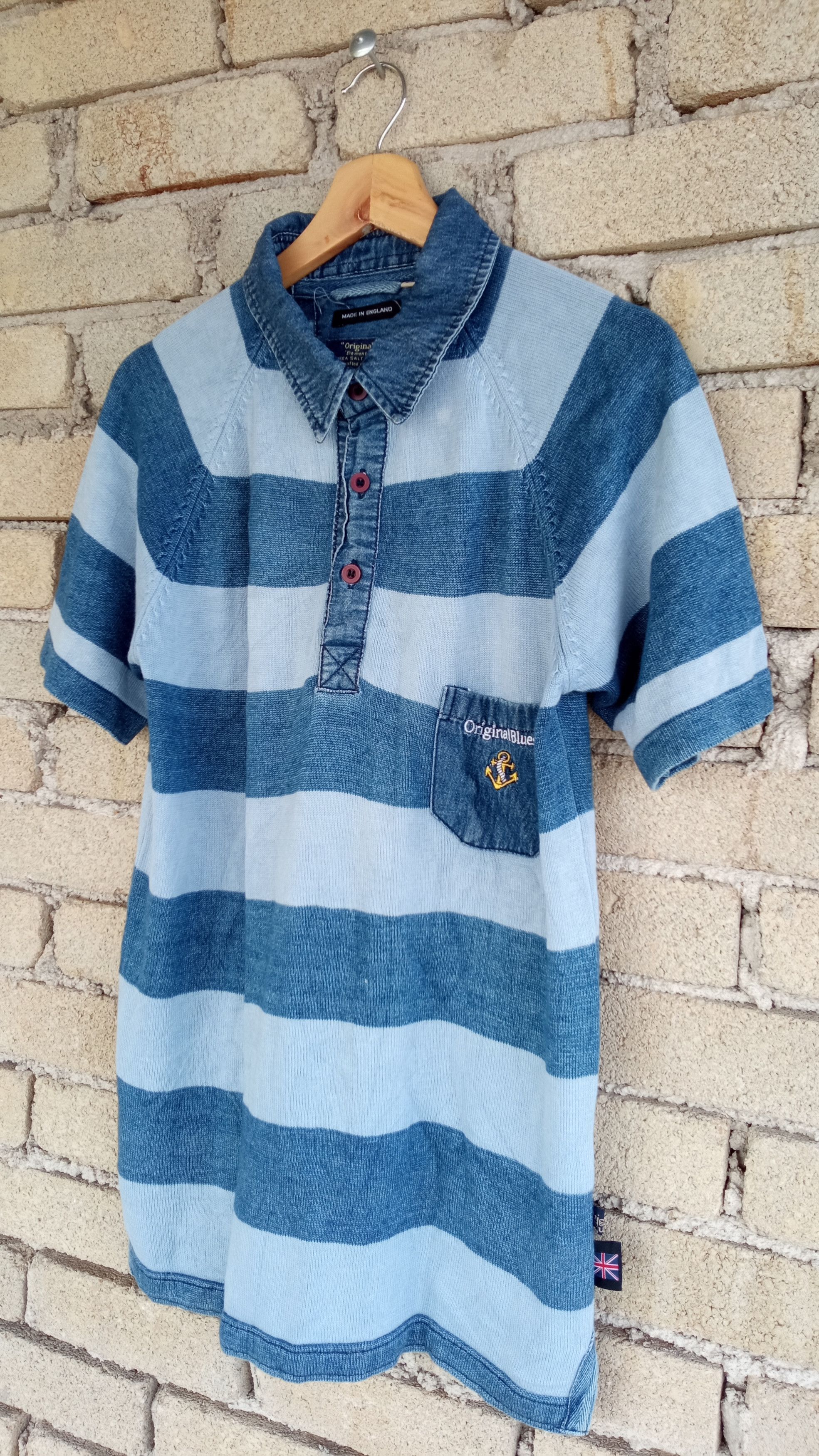 Indigo × Japanese Brand 🔥🔥Original Blues Indigo Dye Border Striped T-Shirt Size US M / EU 48-50 / 2 - 3 Thumbnail