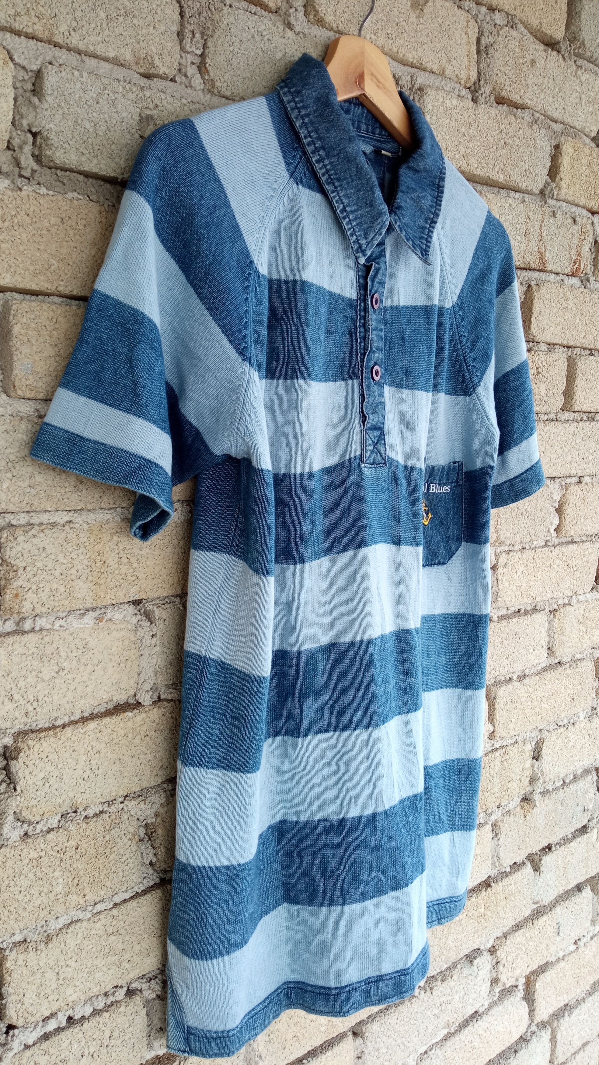 Indigo × Japanese Brand 🔥🔥Original Blues Indigo Dye Border Striped T-Shirt Size US M / EU 48-50 / 2 - 9 Thumbnail