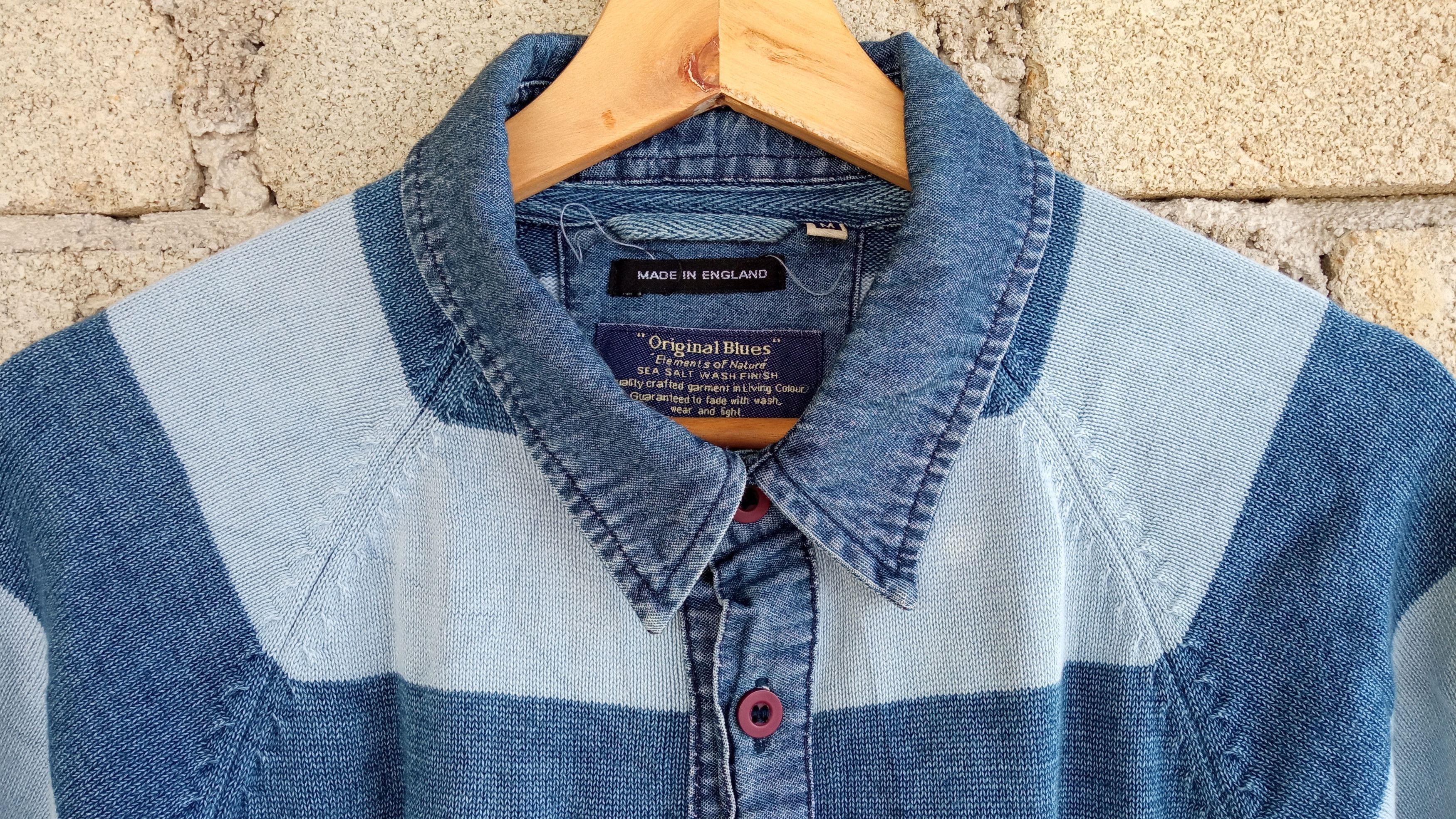 Indigo × Japanese Brand 🔥🔥Original Blues Indigo Dye Border Striped T-Shirt Size US M / EU 48-50 / 2 - 11 Thumbnail