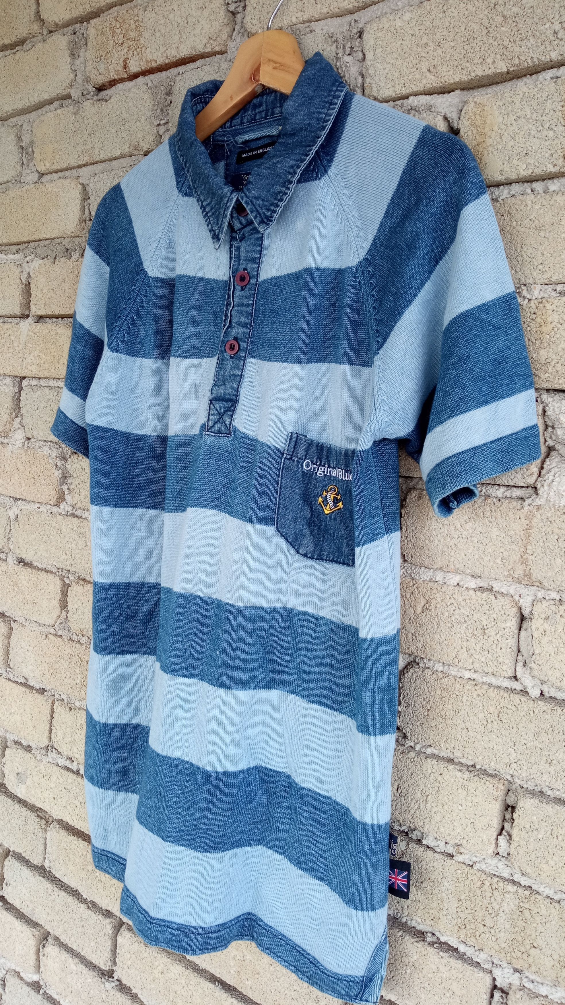 Indigo × Japanese Brand 🔥🔥Original Blues Indigo Dye Border Striped T-Shirt Size US M / EU 48-50 / 2 - 10 Thumbnail