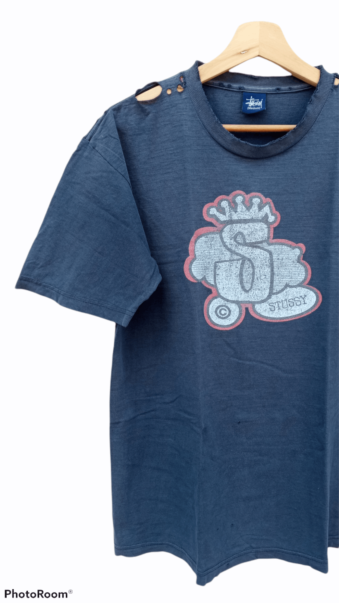 Stussy × Vintage 🔥🔥Vintage 90's Stussy Logo Distressed T-Shirt Size US M / EU 48-50 / 2 - 5 Thumbnail