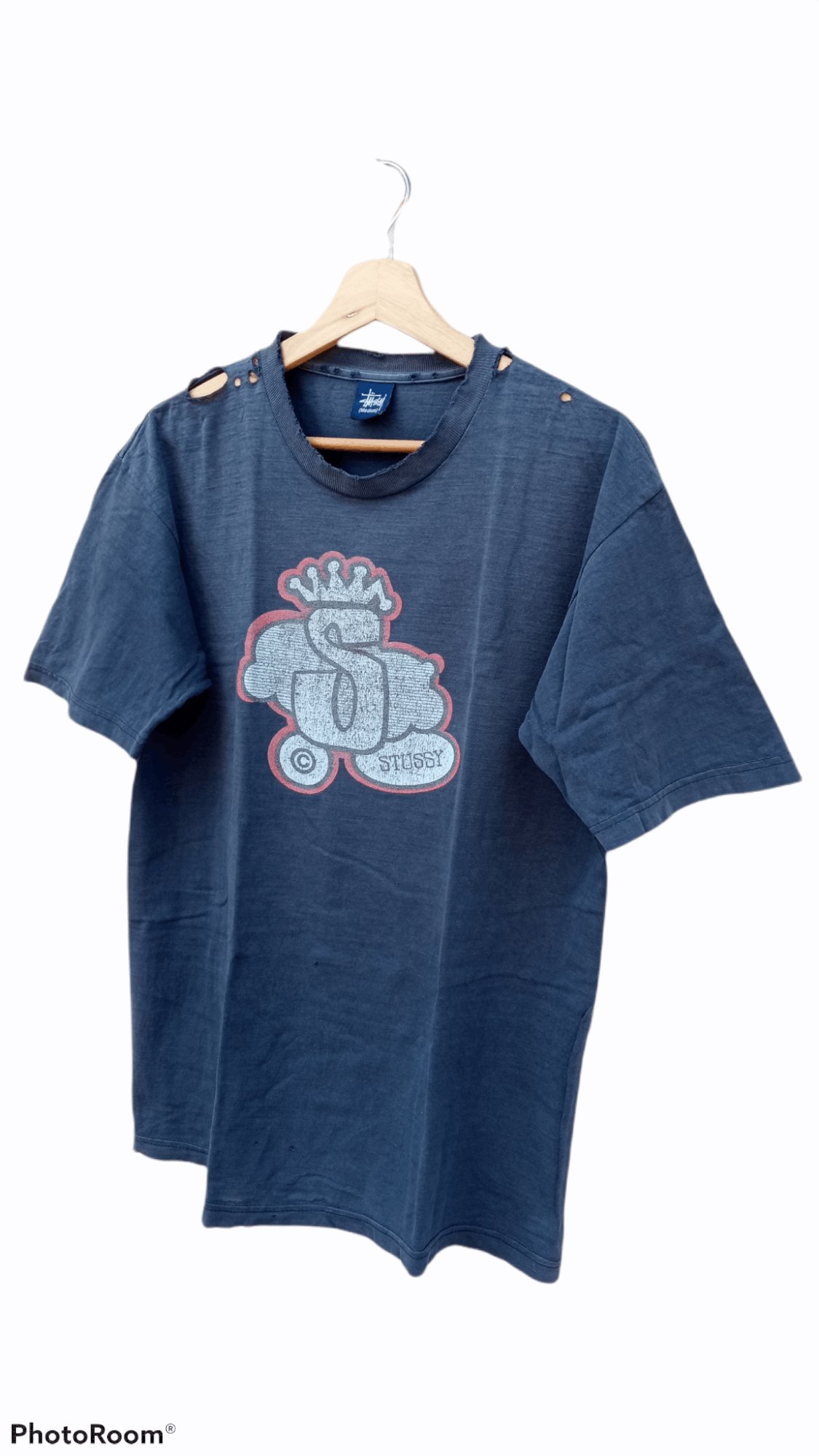 Stussy × Vintage 🔥🔥Vintage 90's Stussy Logo Distressed T-Shirt Size US M / EU 48-50 / 2 - 3 Thumbnail