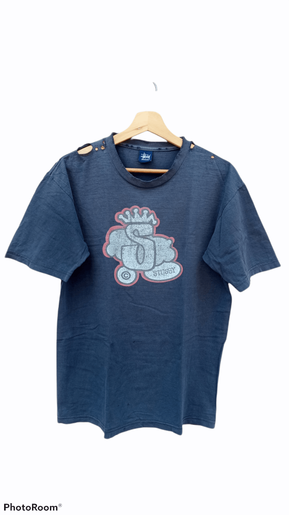 Stussy × Vintage 🔥🔥Vintage 90's Stussy Logo Distressed T-Shirt Size US M / EU 48-50 / 2 - 1 Thumbnail