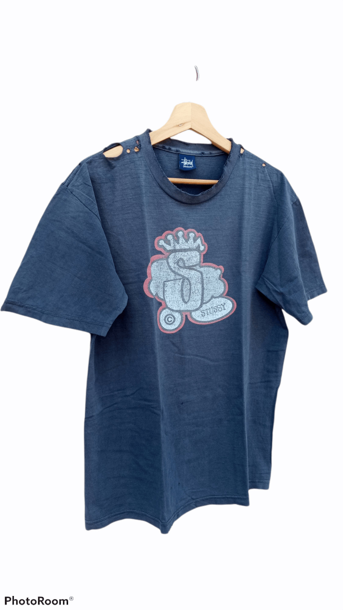 Stussy × Vintage 🔥🔥Vintage 90's Stussy Logo Distressed T-Shirt Size US M / EU 48-50 / 2 - 2 Thumbnail