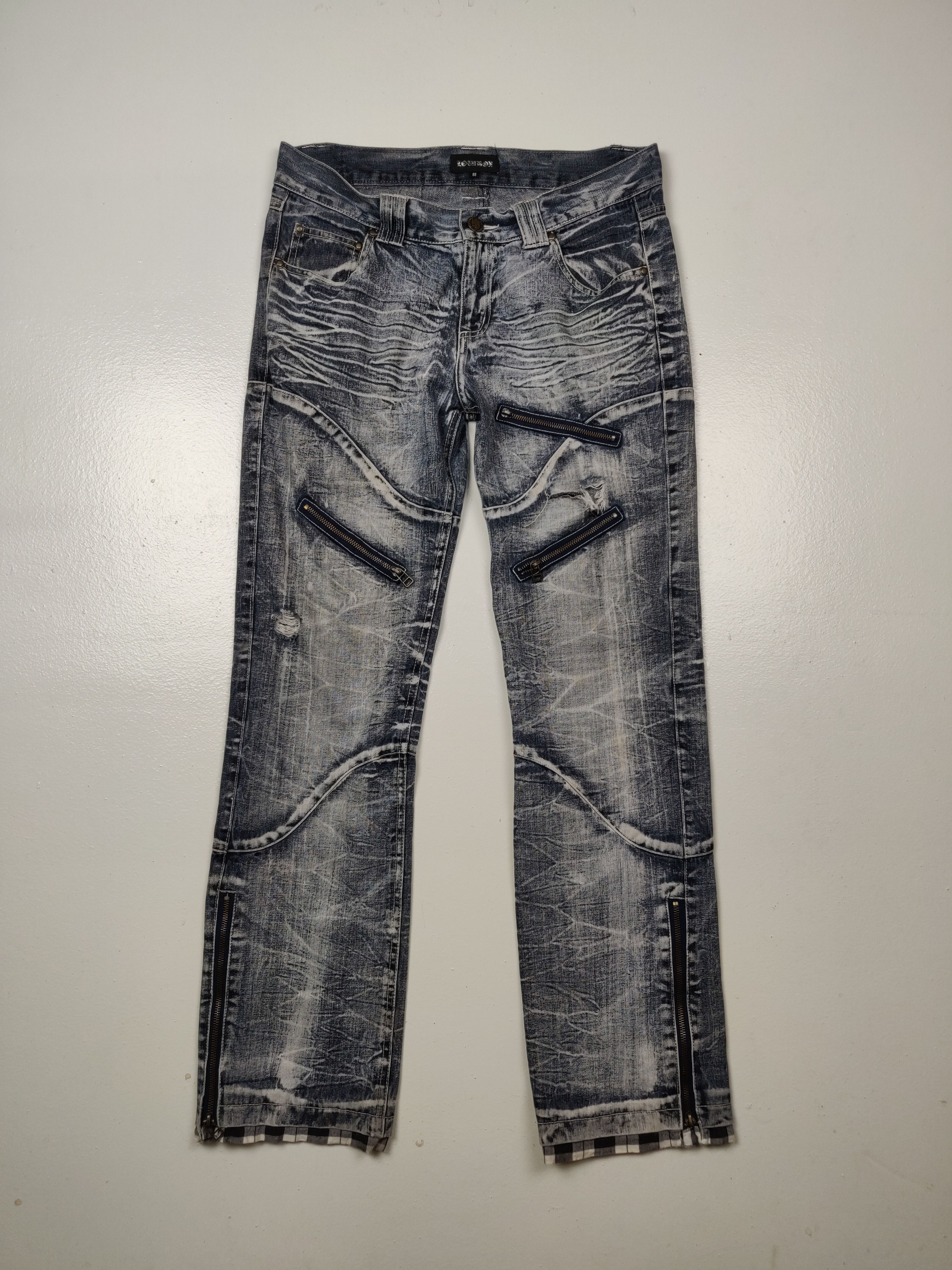 Japanese Brand 2002 Lowbox Japan D-Blu Collection Punk Denim Jeans Size US 35 - 3 Thumbnail
