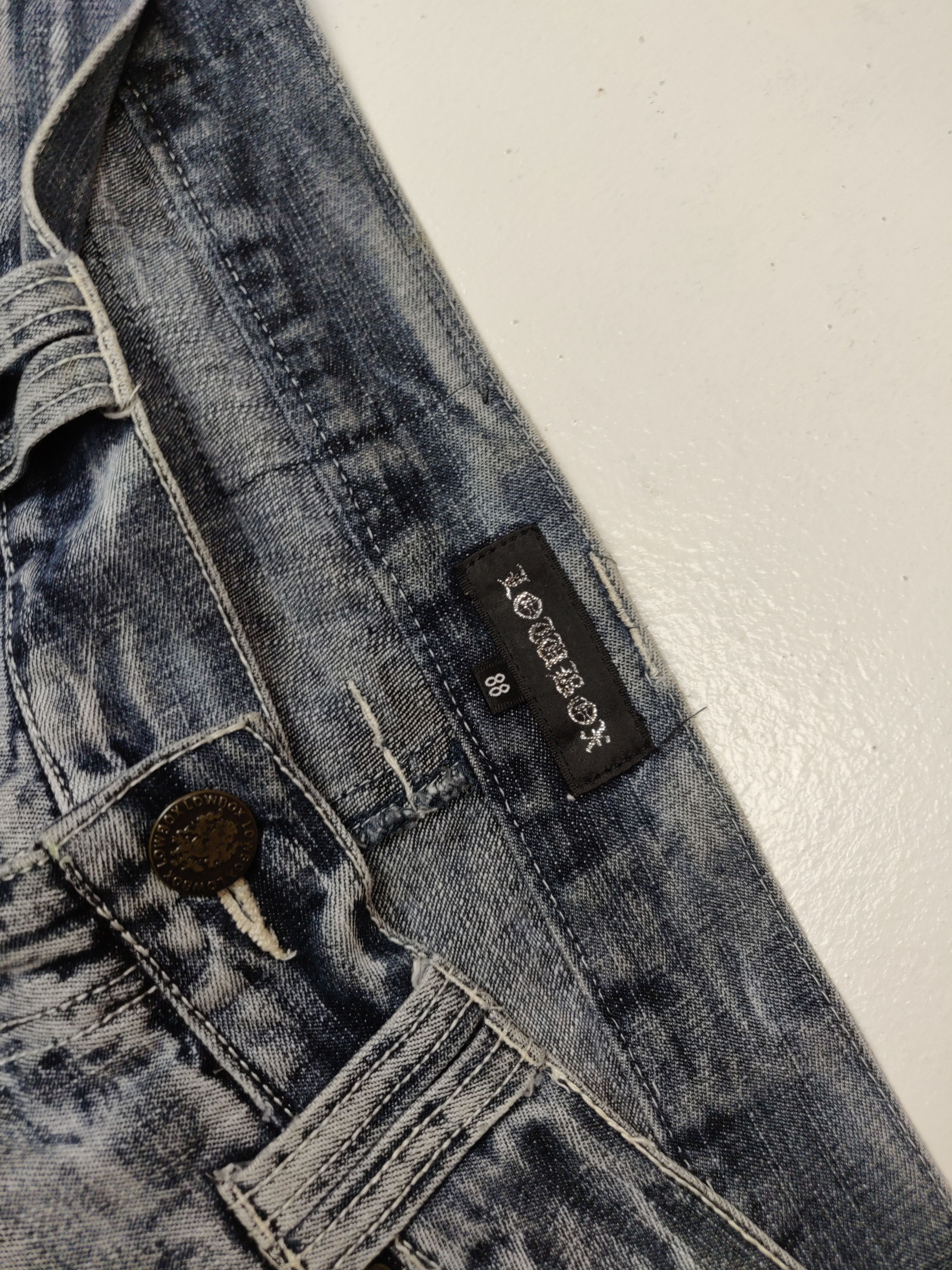 Japanese Brand 2002 Lowbox Japan D-Blu Collection Punk Denim Jeans Size US 35 - 7 Thumbnail