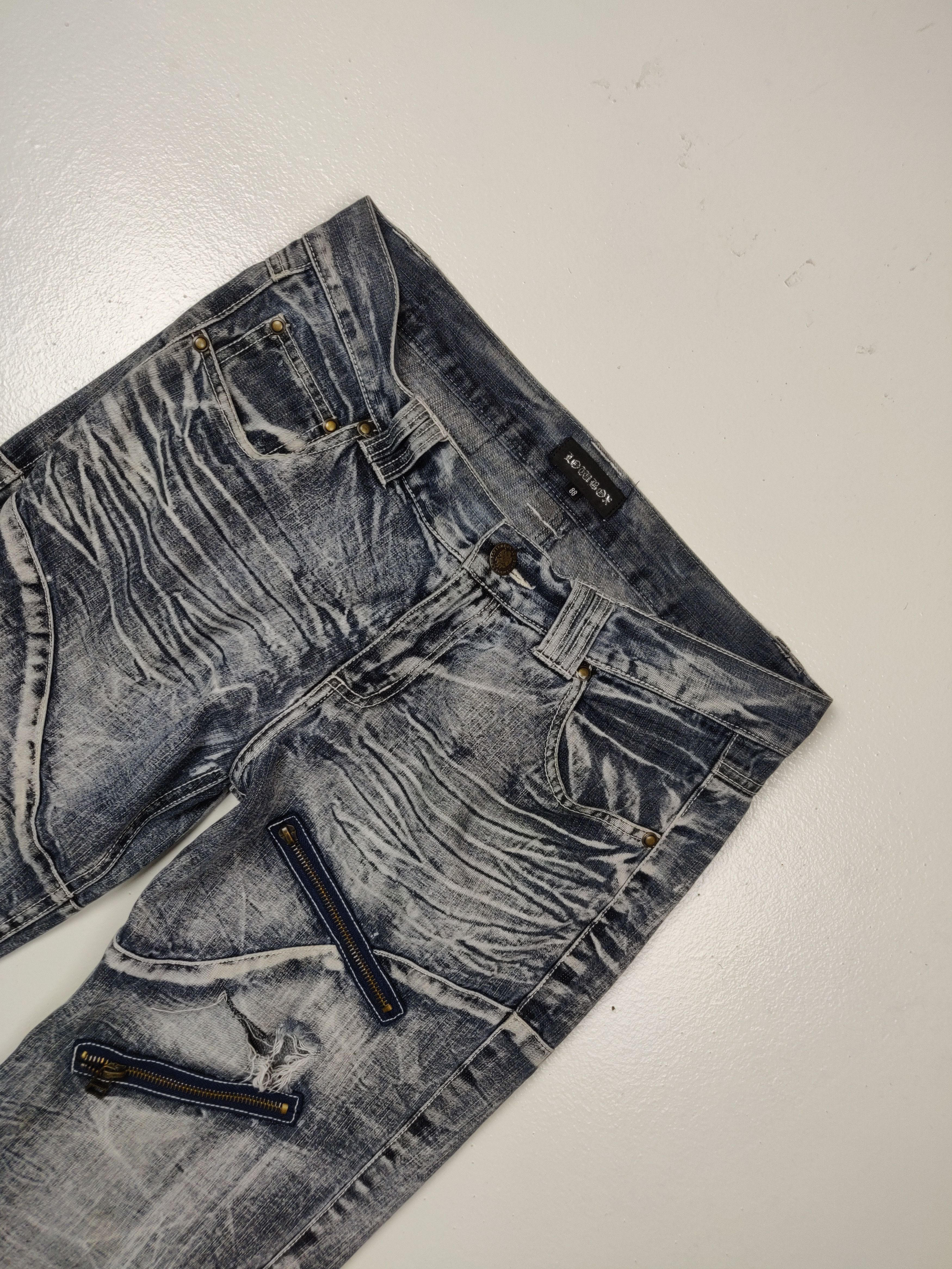 Japanese Brand 2002 Lowbox Japan D-Blu Collection Punk Denim Jeans Size US 35 - 4 Thumbnail