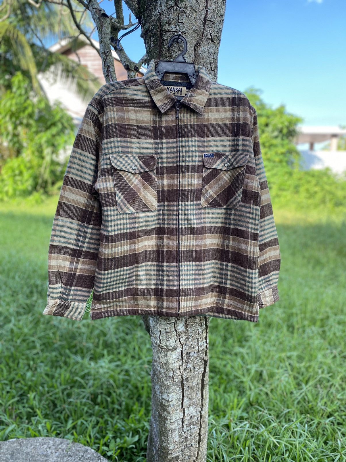 Designer × Japanese Brand × Kansai Yamamoto Steals🔥Vintage Shadow Plaid Zip Up Jacket Size US M / EU 48-50 / 2 - 2 Thumbnail