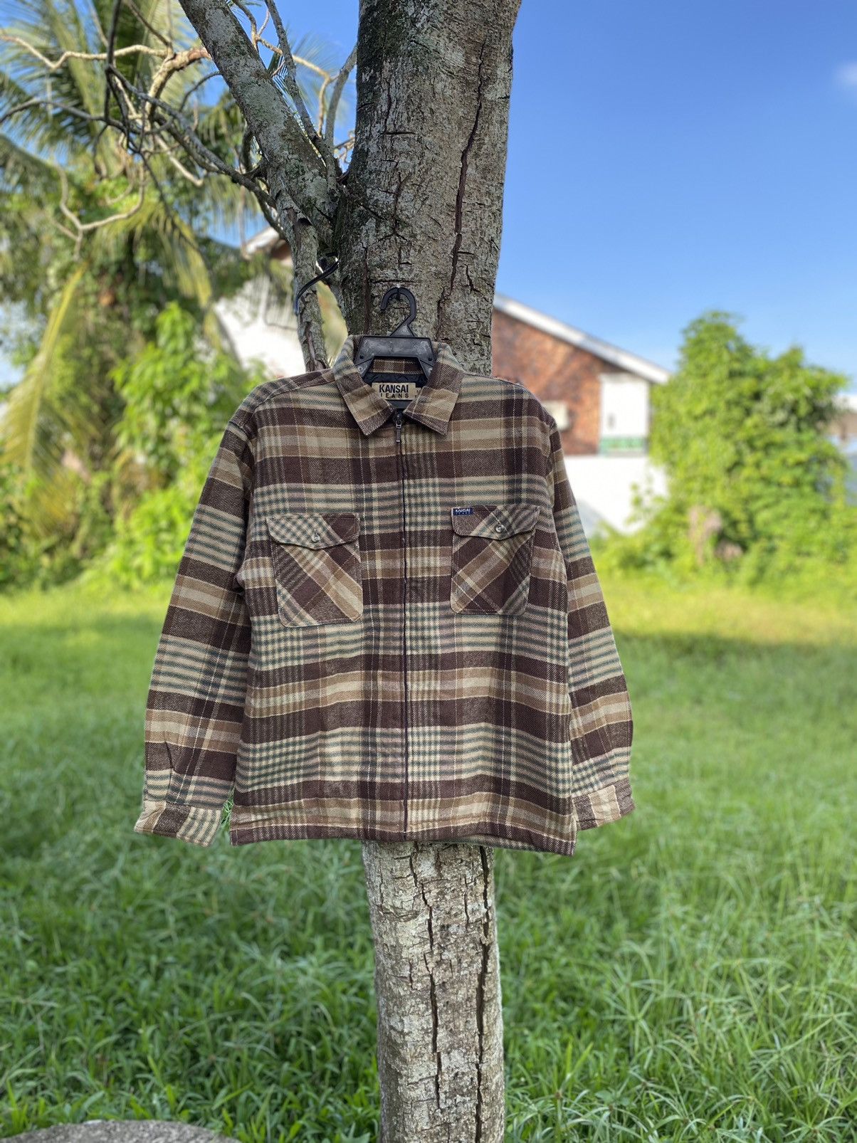 Designer × Japanese Brand × Kansai Yamamoto Steals🔥Vintage Shadow Plaid Zip Up Jacket Size US M / EU 48-50 / 2 - 1 Thumbnail