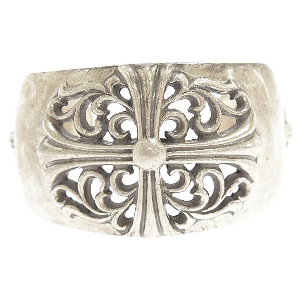 image of Chrome Hearts Floral Cross Cuff in Silver, Men's